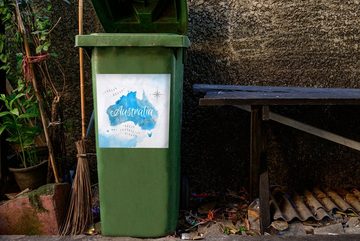 MuchoWow Wandsticker Weltkarten - Australien - Öl (1 St), Mülleimer-aufkleber, Mülltonne, Sticker, Container, Abfalbehälter