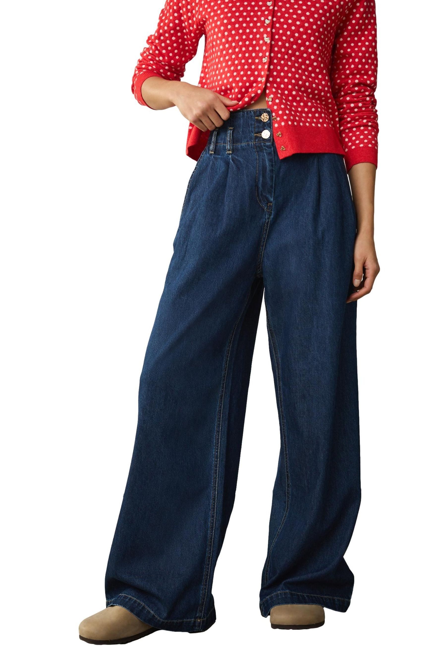 Next Weite Jeans Hochbund-Palazzo-Jeans mit zwei Knöpfen am Bund (1-tlg) günstig online kaufen