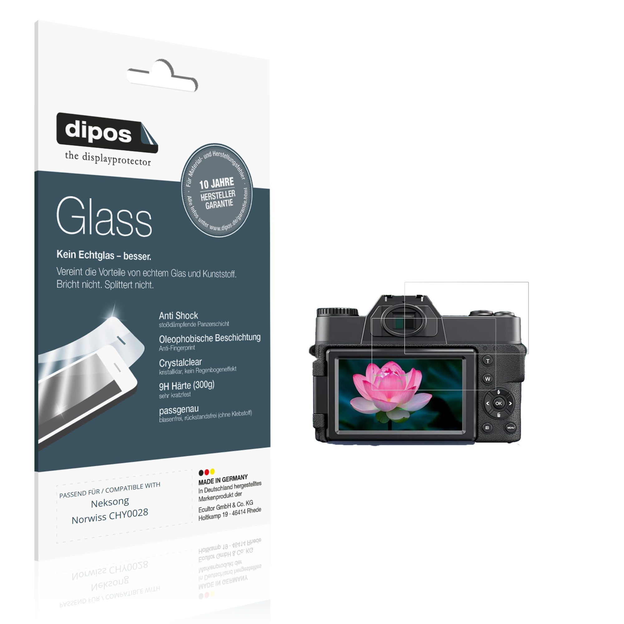 dipos Displayschutzfolie Schutzfolie für Neksong Norwiss CHY0028, 2 Stück, Displayschutz Schutz Folie Made in Germany