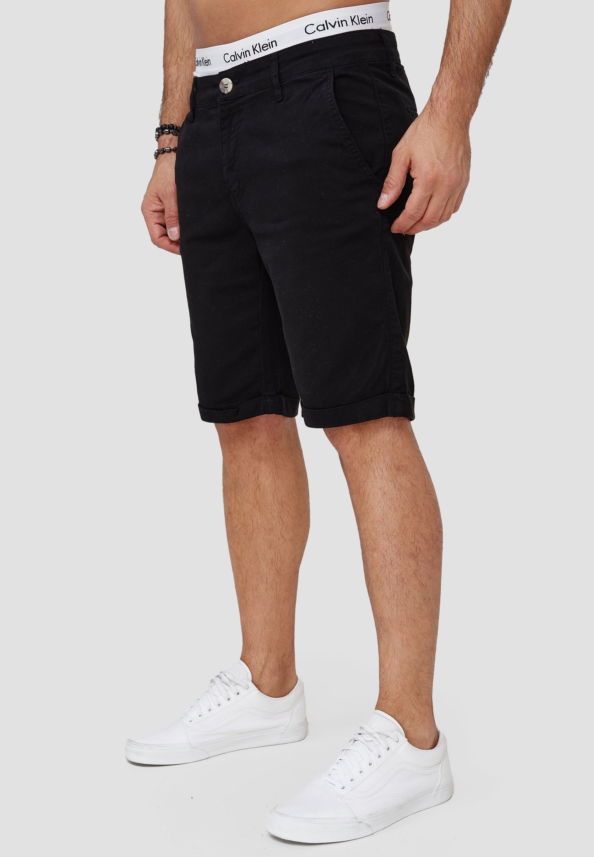 Casual im 1-tlg., modischem Fitness Hose SH-3364 Shorts OneRedox Bermudas Freizeit Schwarz Sweatpants, Design) (Kurze