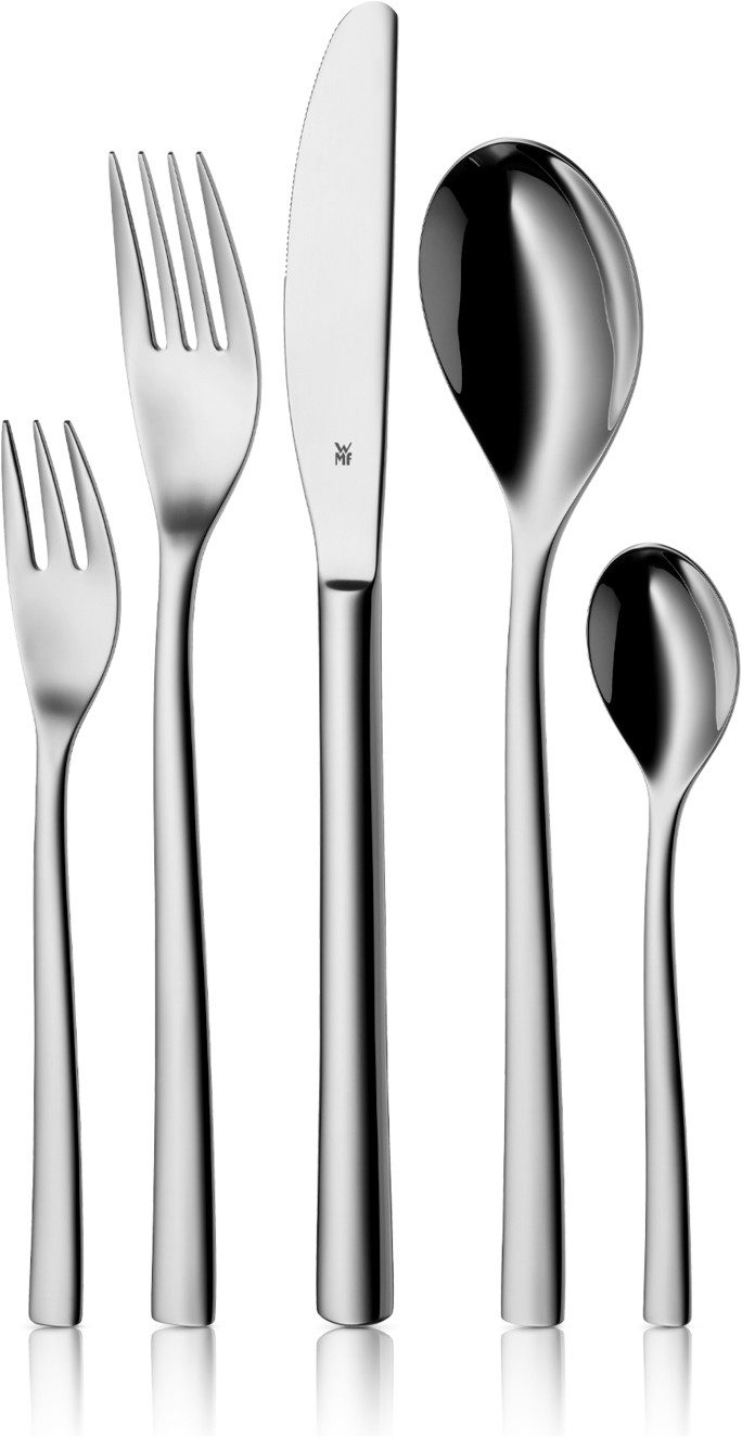 WMF Besteck-Set Palermo (30-tlg), 6 Personen, Cromargan® Edelstahl Rostfrei 18/10, Monobloc-Messer, ergonomisch, geschmiedete Messer, Wellenschliff
