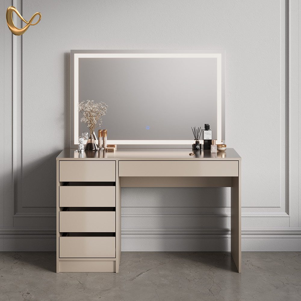 Livinity® Schminktisch Imola, Greige, 120 cm mit LED-Spiegel günstig online kaufen