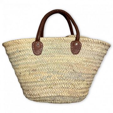 l-artisan Korbtasche Marokkanischer Tragetasche, Einkaufstasche, Strandtasche, Handgefertigt PALMBLATT-TASCHE mit Ledergriffen BASIC-1