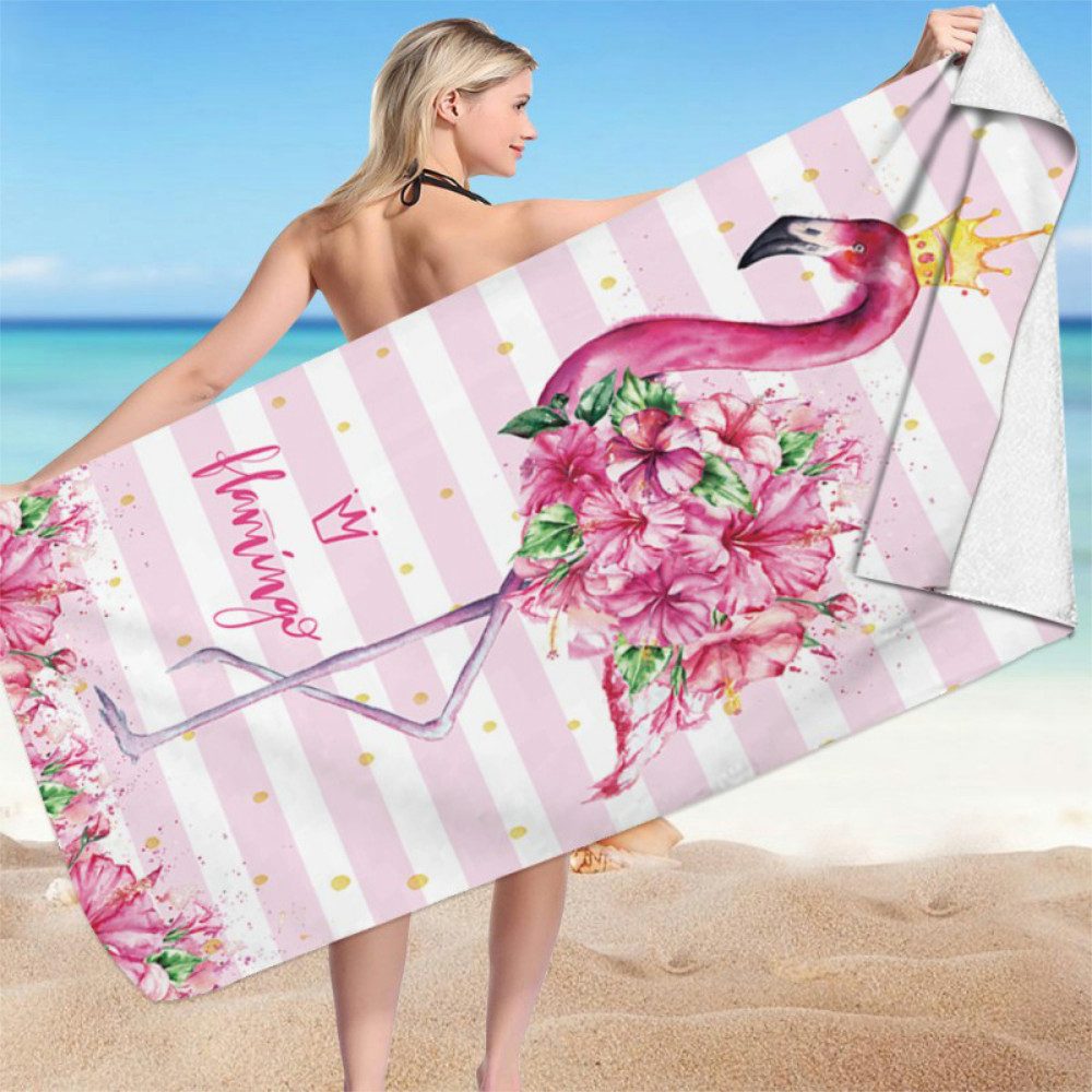 WS-Trend Strandtuch Flamingo Flower Queen Mikrofaser Badetuch XL 70x150 cm