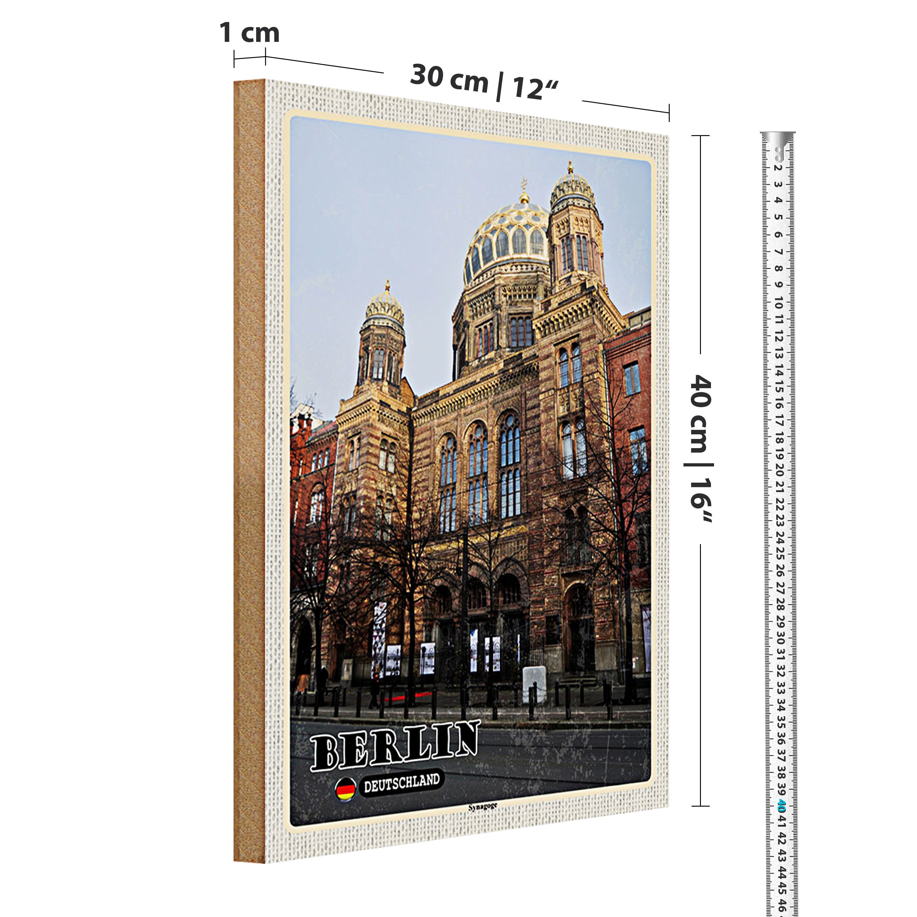 Roomando Holzbild Städte Berlin Synagoge Deutschland 30x40cm