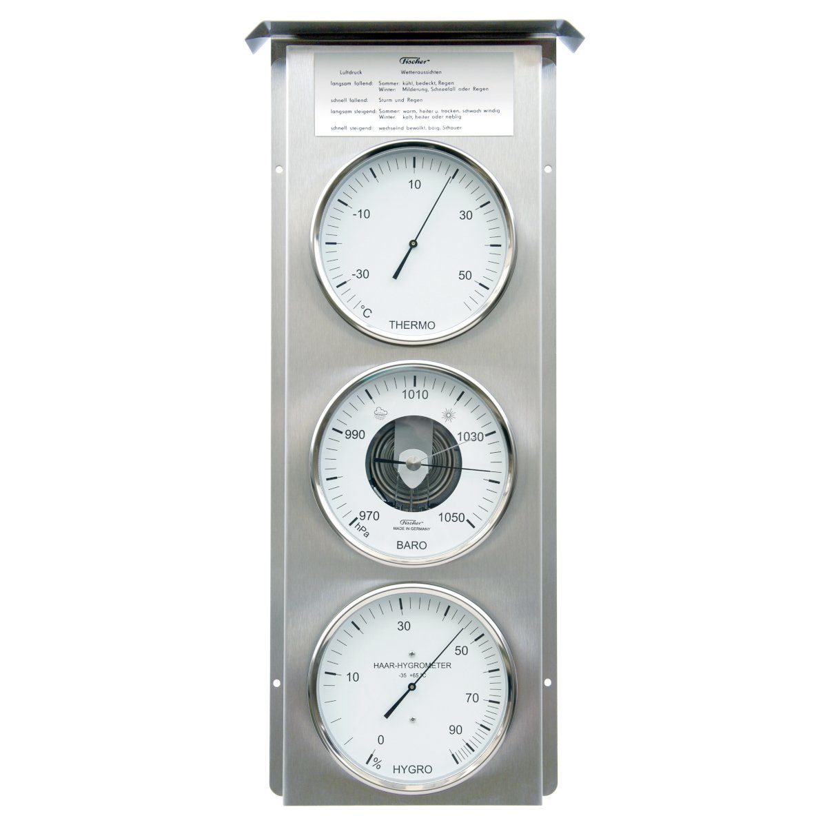 Fischer Barometer Außenwetterstation mit Wetteraussichten Innenwetterstation