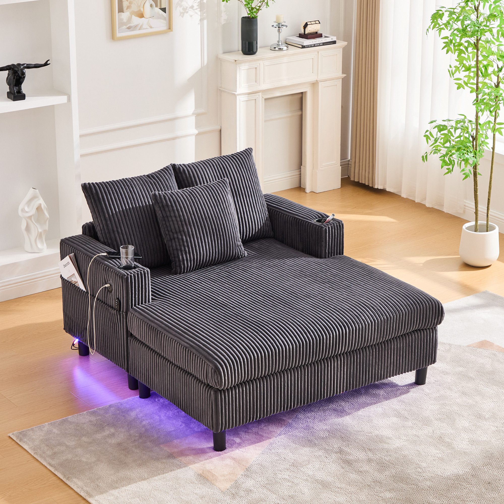 LVHOM Polsterliege XXL Relaxsessel mit LED-Licht günstig online kaufen