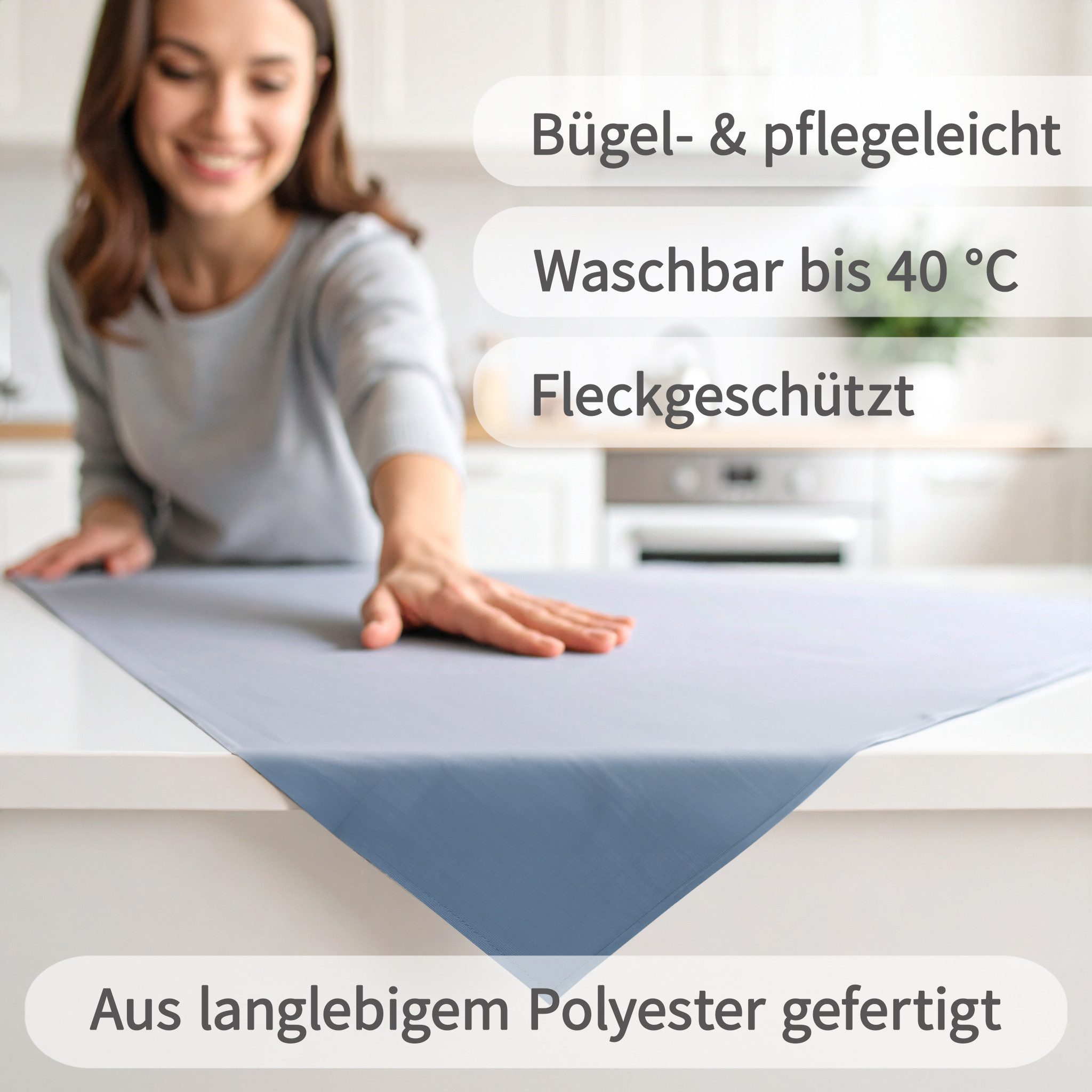 matches21 HOME & HOBBY Tischdecke Tischdecke 160 x 220 cm oval für Küche & Esstisch in Weiß (1-tlg), Waschbares Tischtuch mit Lotuseffekt