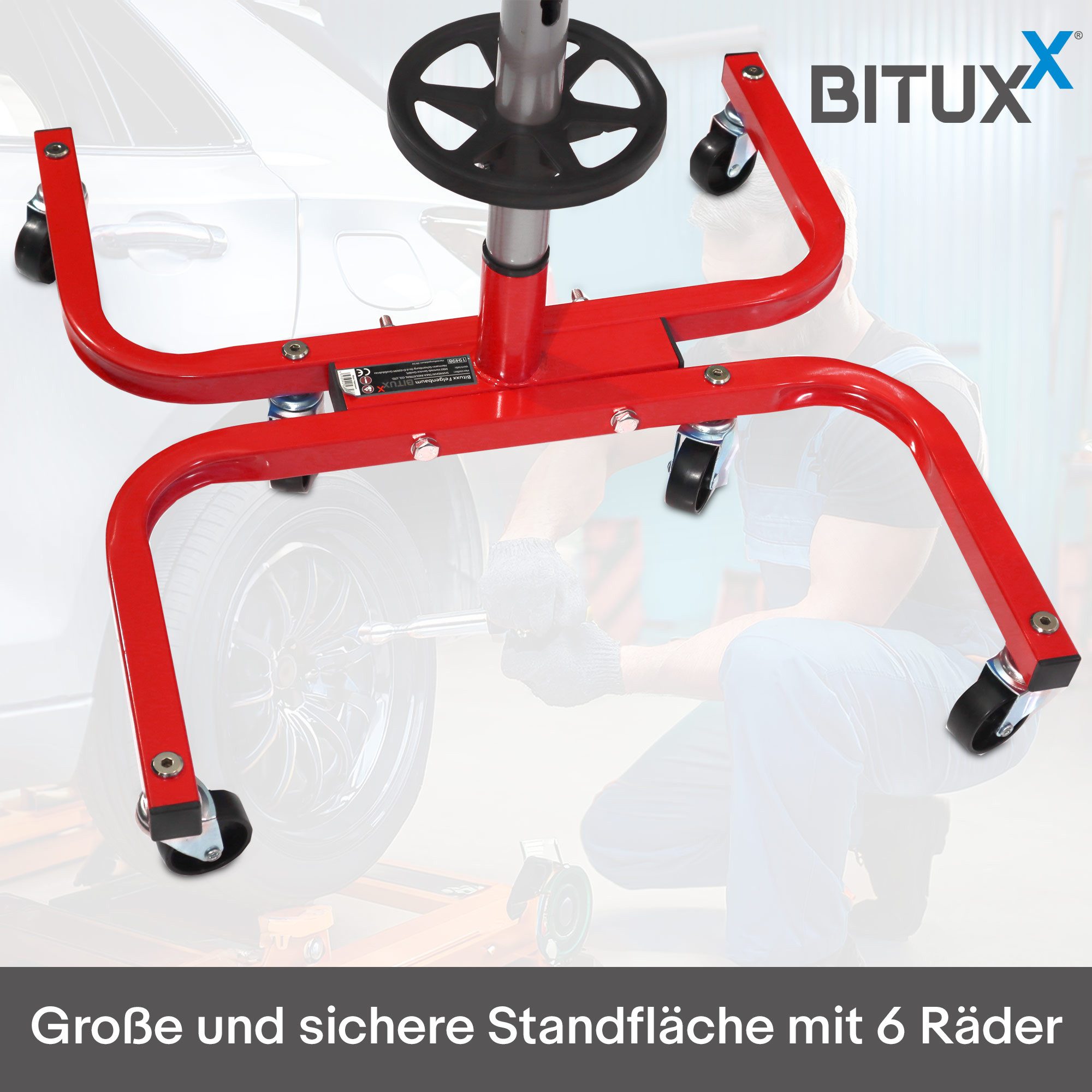 Bituxx Felgenbaum Bituxx Felgenbaum Rot/Schwarz, für 4 Reifen, bis 245 mm Reifenbreite, MS-19738, 360°-Rollen