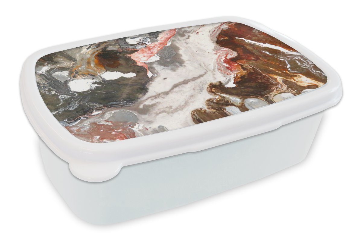 MuchoWow Lunchbox Regenbogen - Granit - Kristall, Kunststoff, (2-tlg), Brotbox für Kinder und Erwachsene, Brotdose, für Jungs und Mädchen weiß
