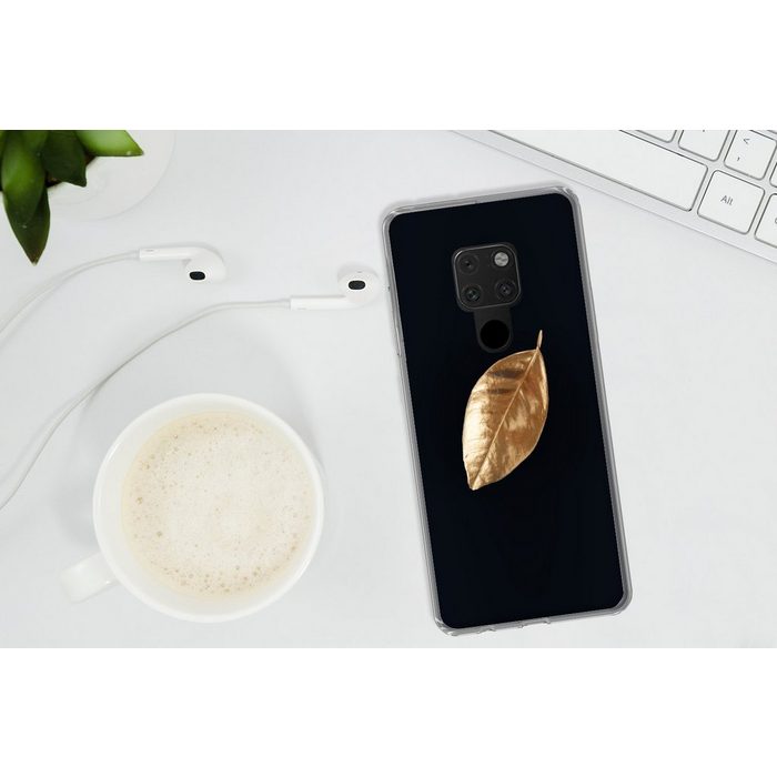 MuchoWow Handyhülle Blätter - Schwarz und Gold - Luxus - Natur - Pflanzen Phone Case Handyhülle Huawei Mate 20 Silikon Schutzhülle RV10923