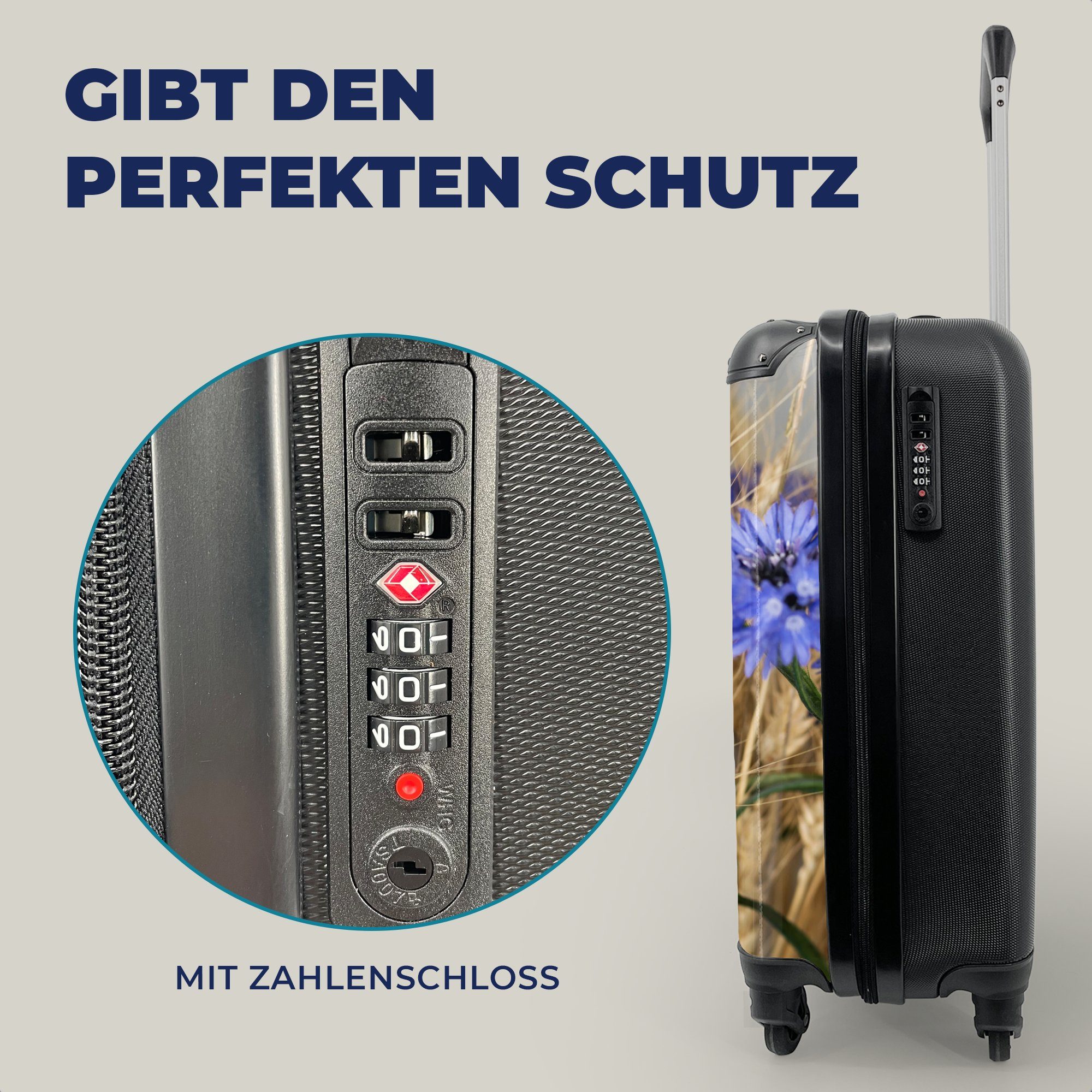 mit Reisetasche Blumen - Stilleben, Handgepäck Getreide Ferien, - rollen, Rollen, Handgepäckkoffer 4 Getrocknete Reisekoffer MuchoWow für Trolley,