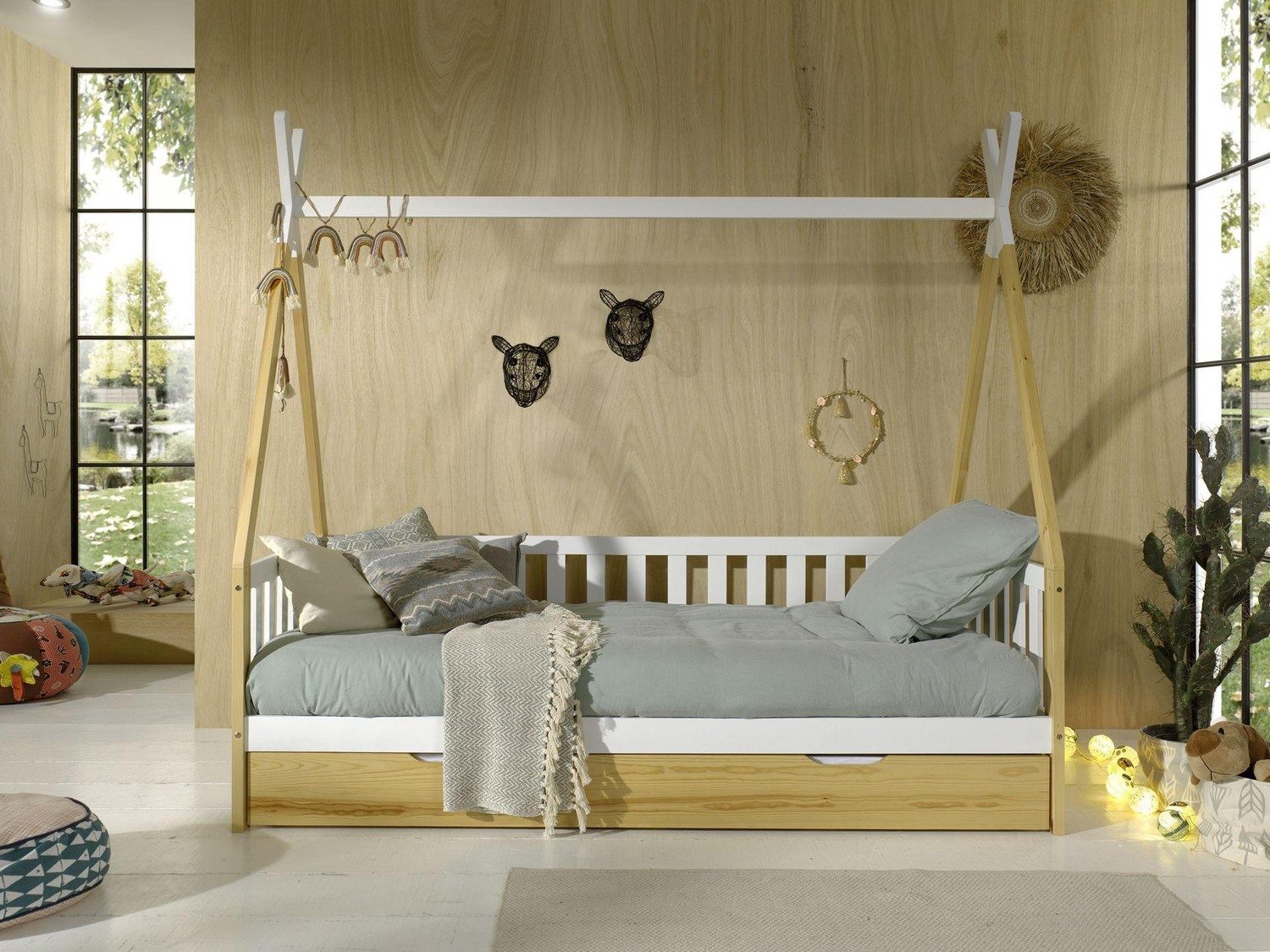 Vipack Kinderbett "Tipi, mit Querstange in Zelt-Optik, Kiefer massiv", (B/H günstig online kaufen