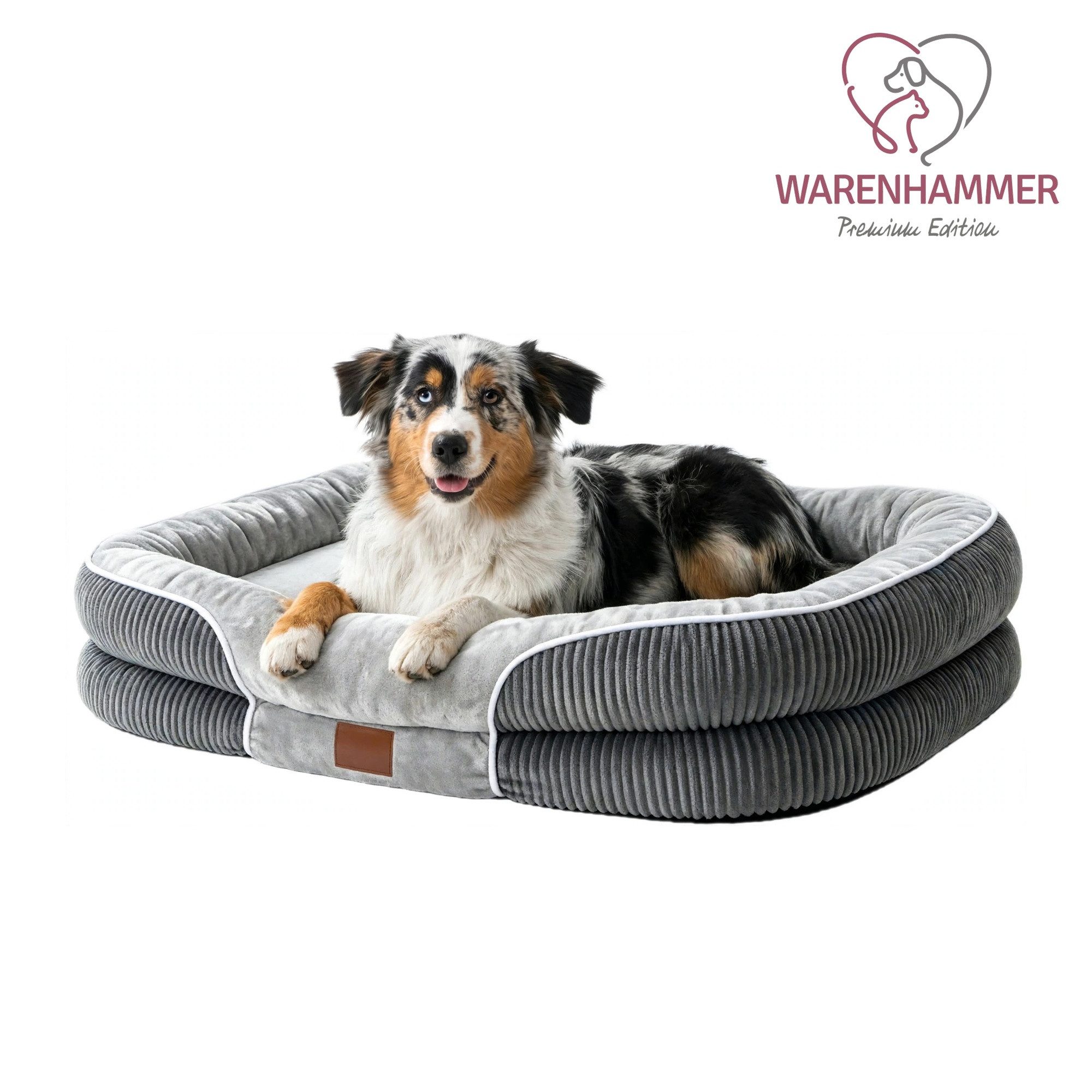 Warenhammer Hundebett Orthopädisches Premium Hundebett, flauschig weich, Abnehmbar,Waschbar, Flockenfüllung für eine stützende Umrandung, verschiedene Größen – Bild 3 von 5