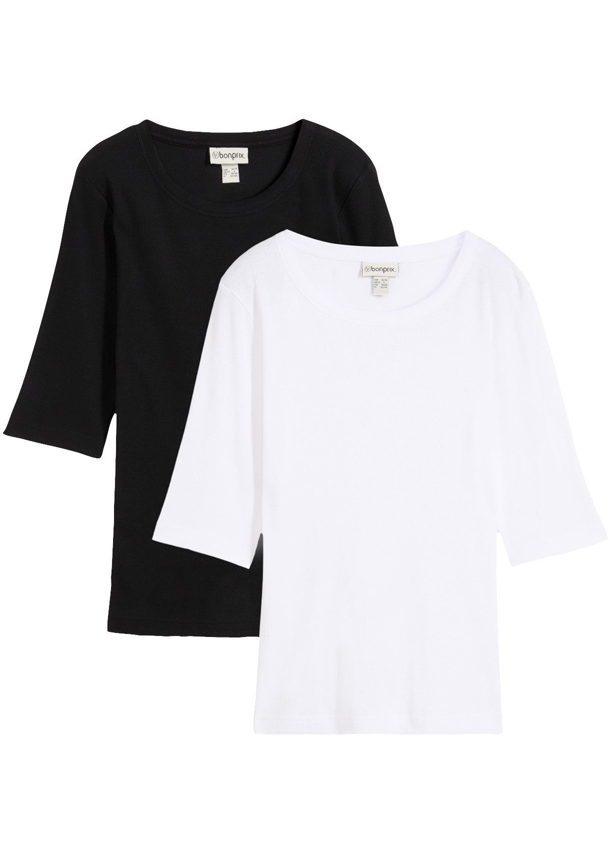 bonprix T-Shirt (Packung, 2er) aus Baumwoll-Elasthan-Mix, schmale Passform, Halbarm-Design