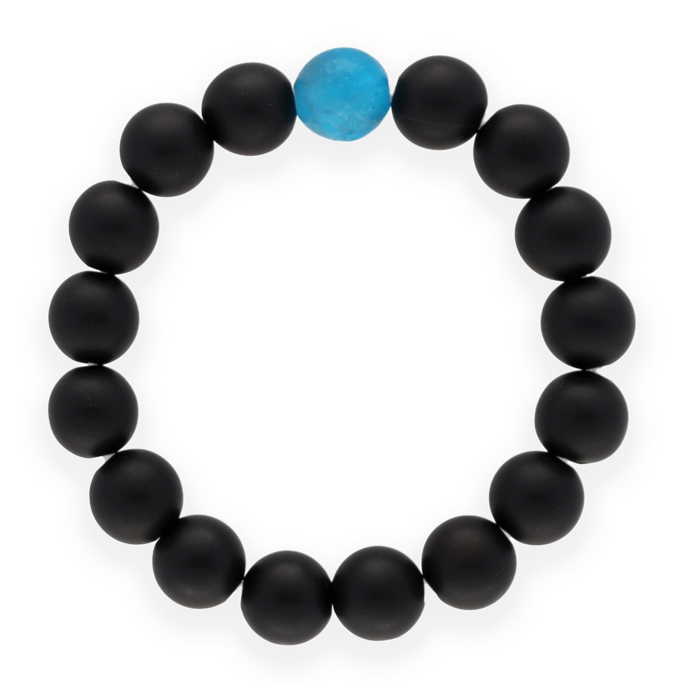 Lebensquelle Plus Edelstein Onyx, matt + Apatit, elastischer Kugelring