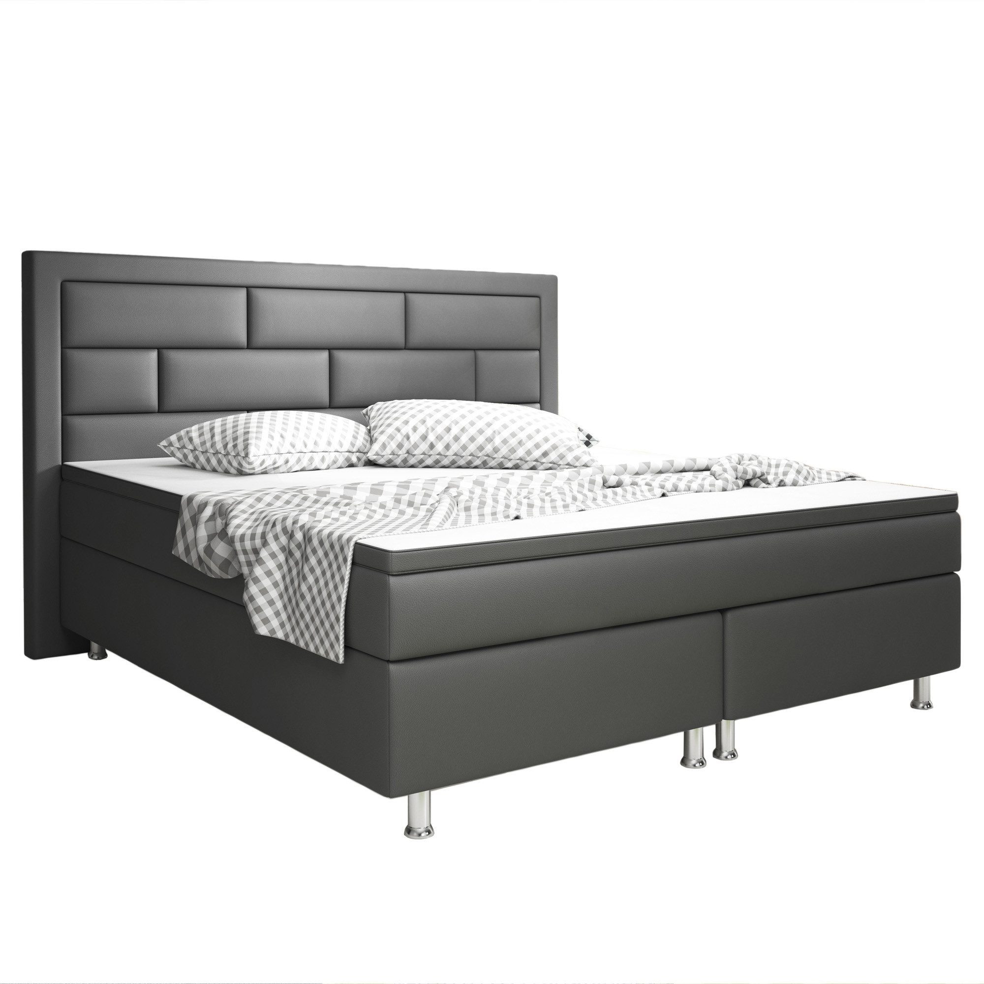 interbed Boxspringbett Nizza 180x200 cm (Bett 180x200 cm, Bett 180x200 cm schlafbett mit Matratze springboxbett), inklusive Matratzen und Topper