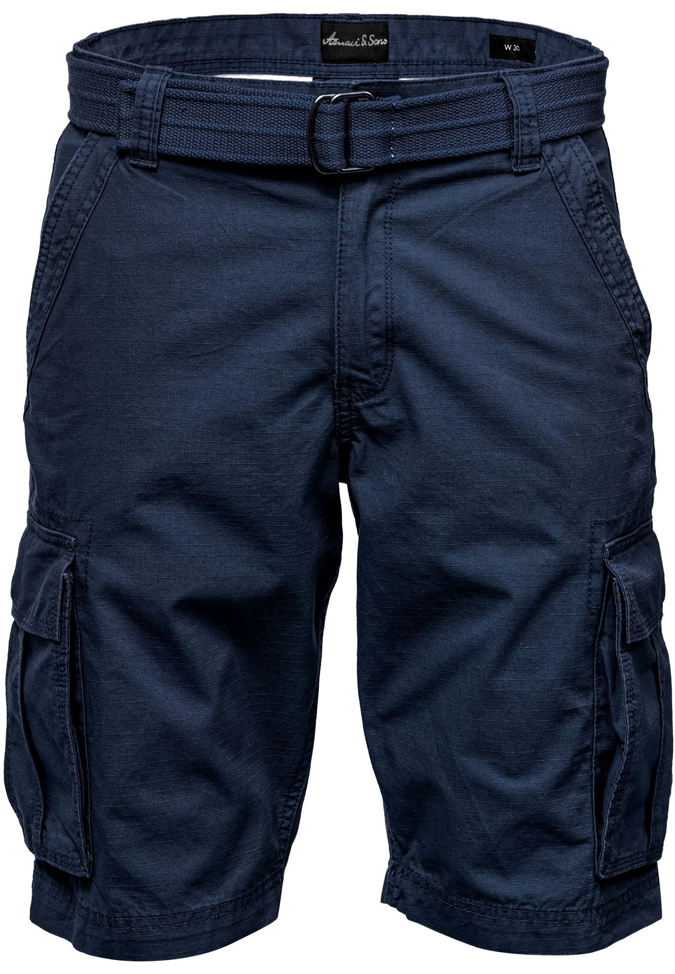 Amaci&Sons Cargoshorts MIDFIELD Chinoshort inkl. Gürtel Herren Bermuda Short Hose Regular Fit inkl. Gürtel