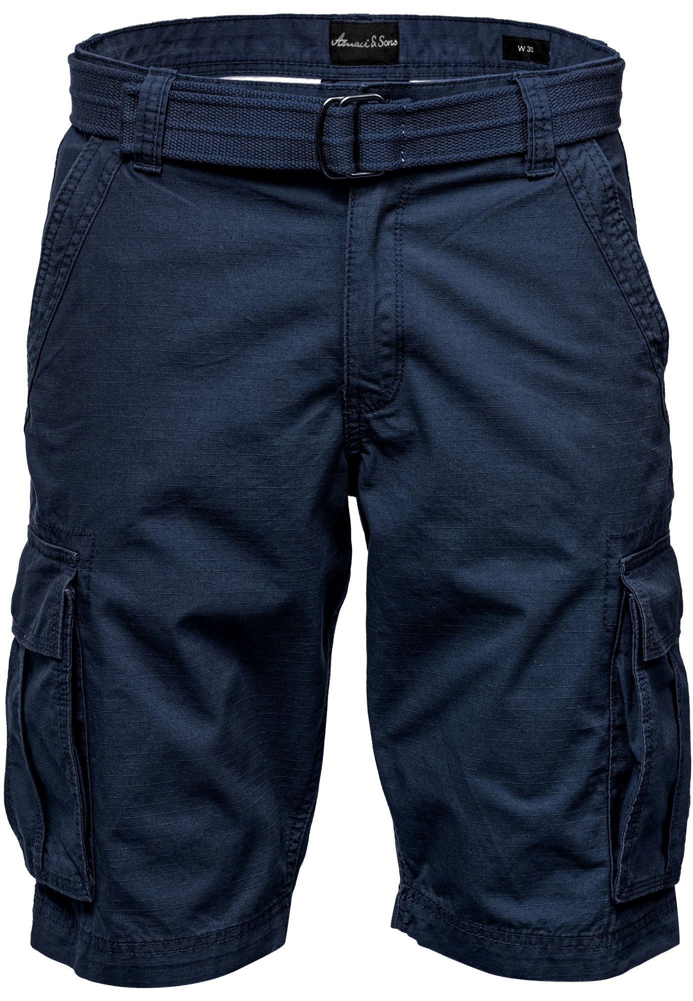 Amaci&Sons Cargoshorts MIDFIELD Chinoshort inkl. Gürtel Herren Bermuda Shor günstig online kaufen