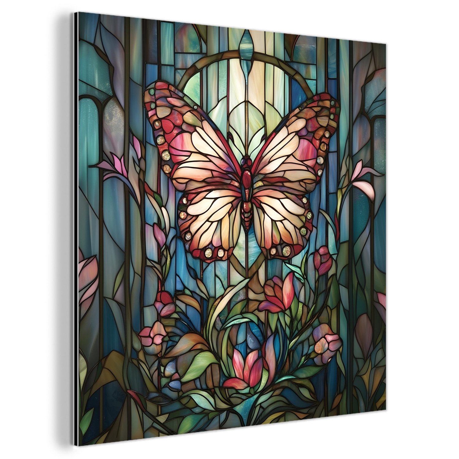 MuchoWow Metallbild Schmetterling - Rosa - günstig online kaufen