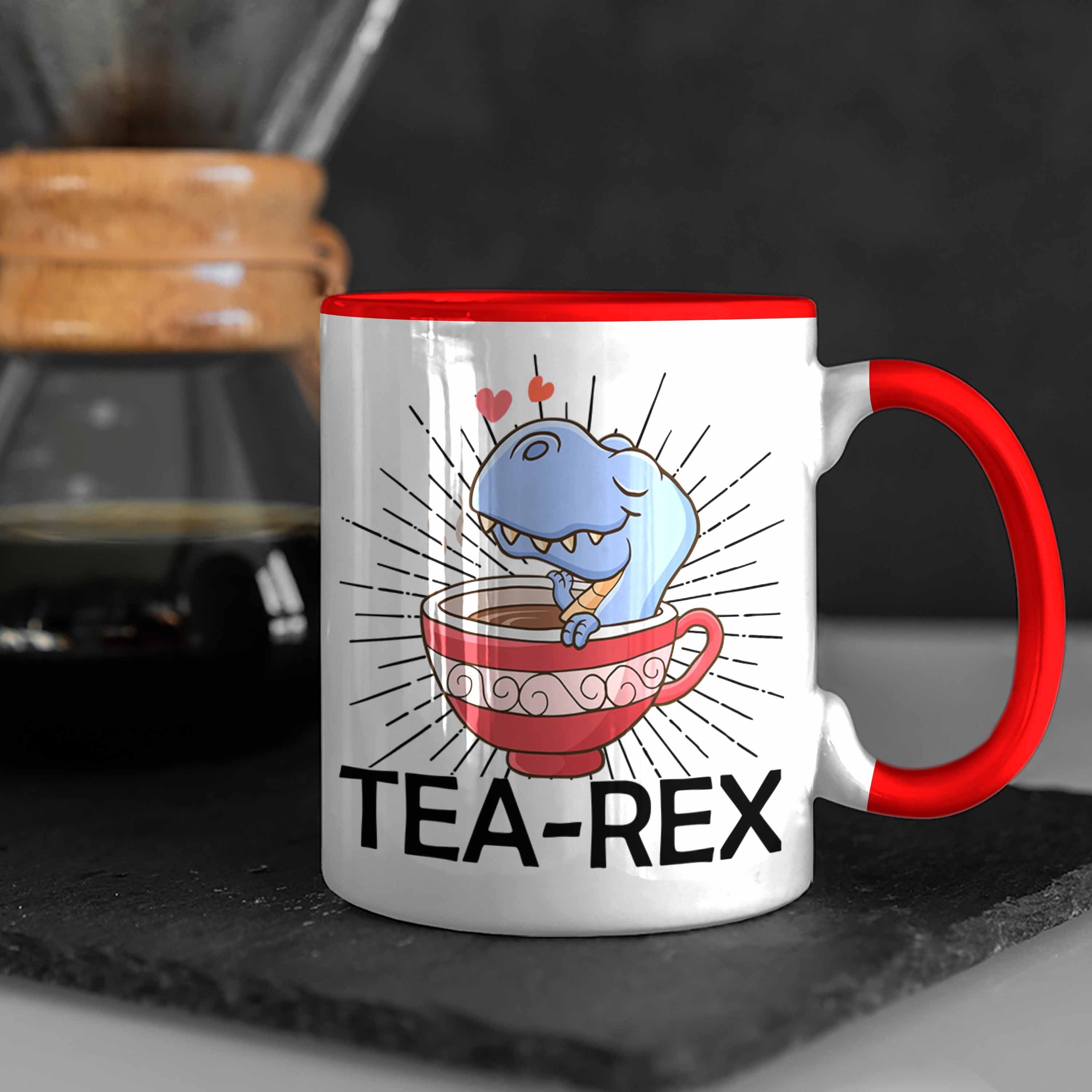 - Geschenk Trendation Tea Tasse Trendation Rex T-Rex Rot Geschenkidee Tasse Wortspiel Dinosaurier