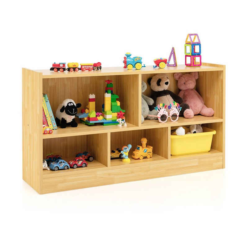 COSTWAY Bücherregal, Spielzeugschrank, 2 große Fächer & 3 kleine Fächer