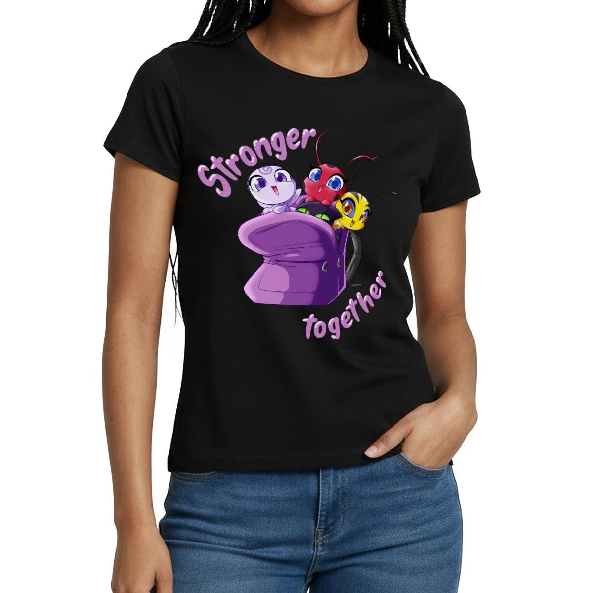 Spreadshirt T-Shirt Miraculous Stronger Together Frauen T-Shirt (1-tlg) Slim Fit, fällt klein aus