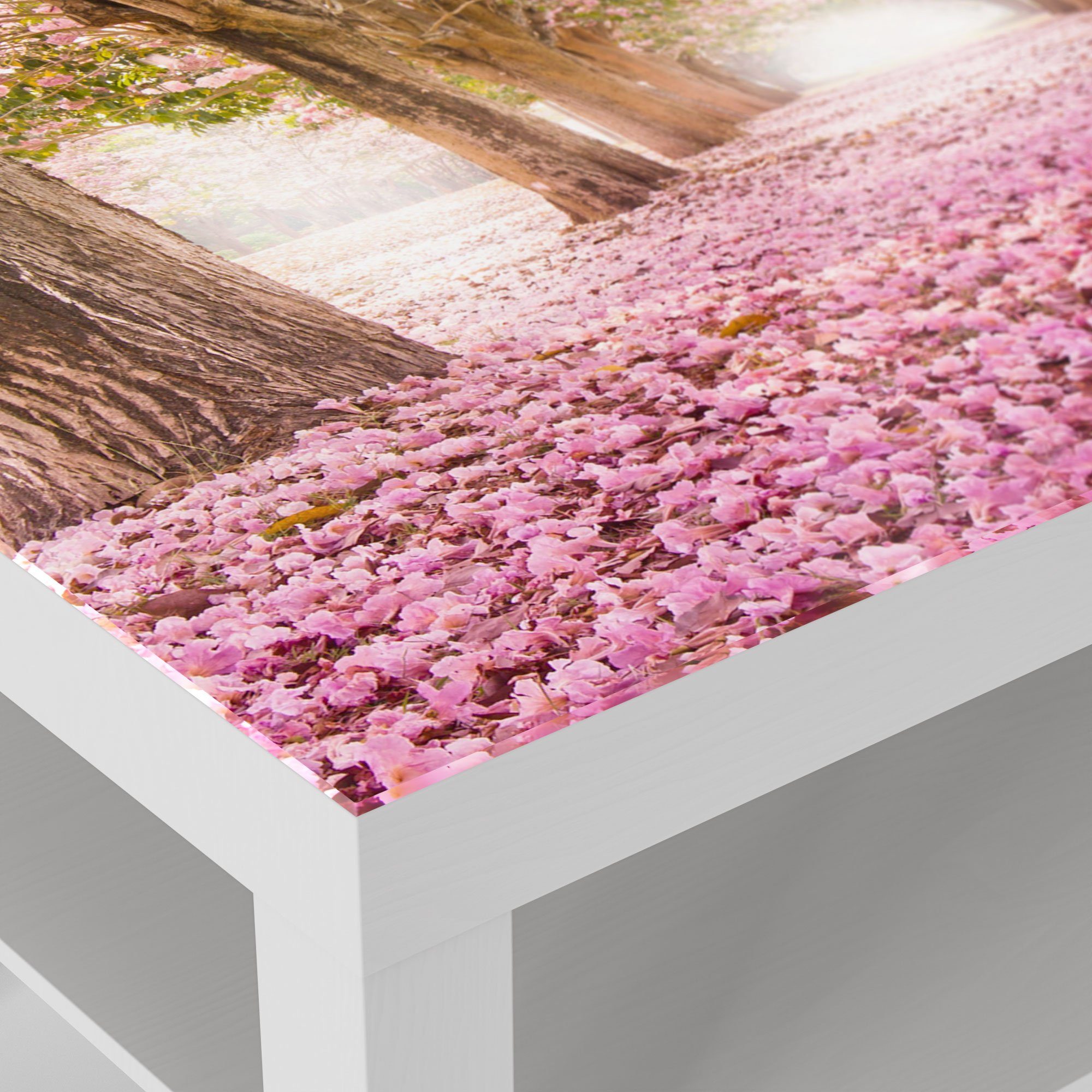 DEQORI Couchtisch 'Kirschblütenallee', Glas Glastisch Beistelltisch Weiß modern