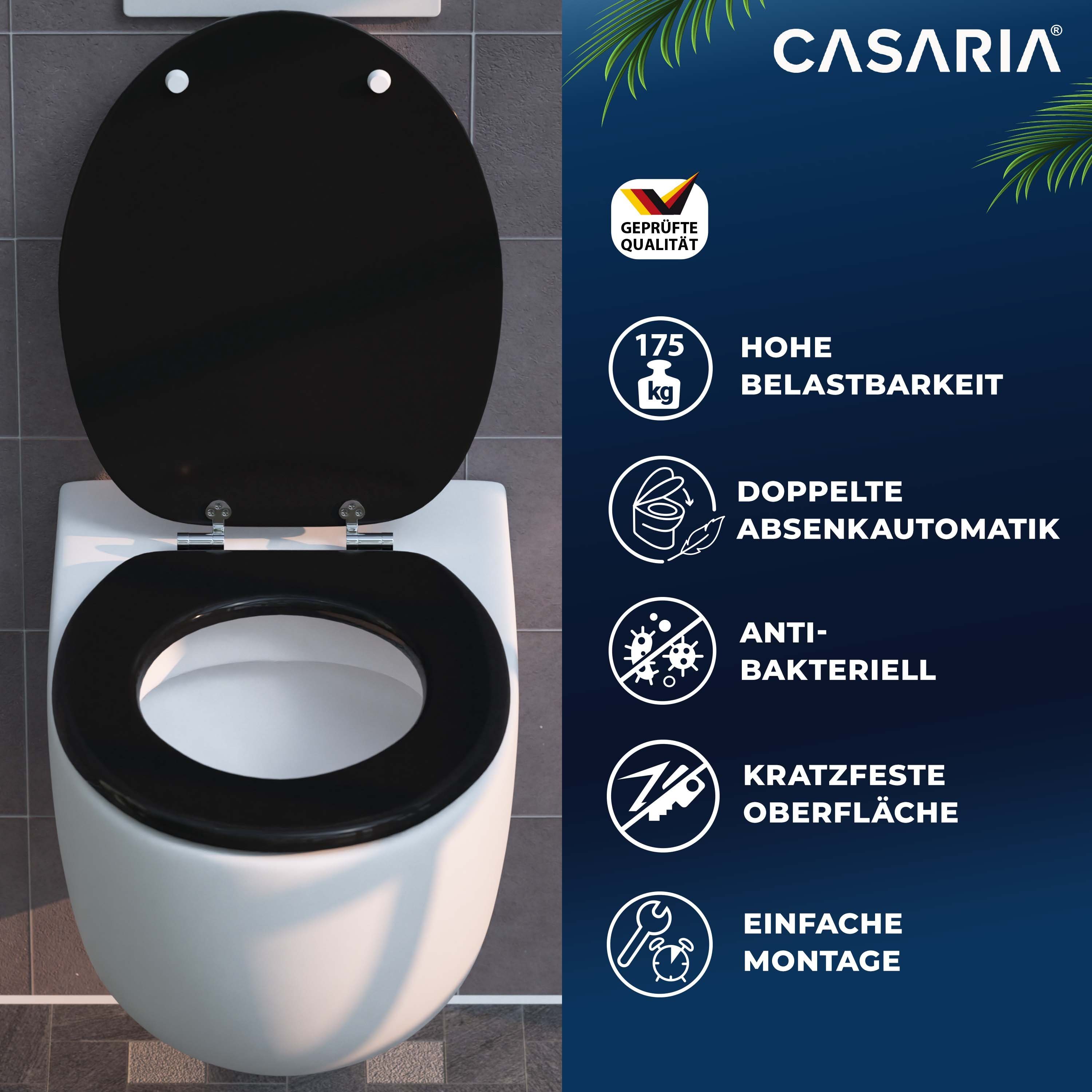 Casaria WC-Sitz, Doppelte Absenkautomatik MDF Holz hygienisch Toilettensitz günstig online kaufen