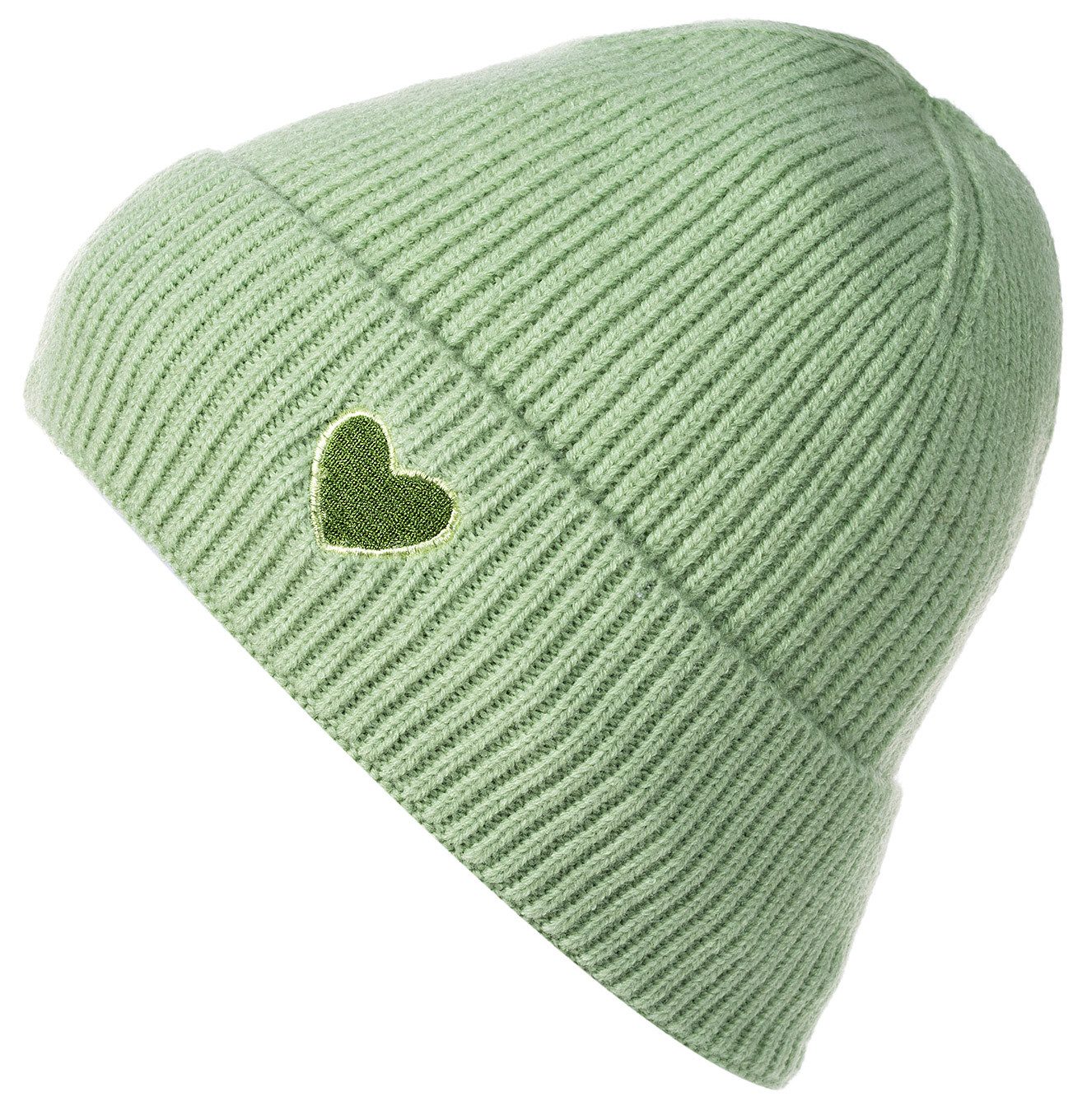 styleBREAKER Strickmütze Strick Beanie mit Herz Stickerei (1-St)