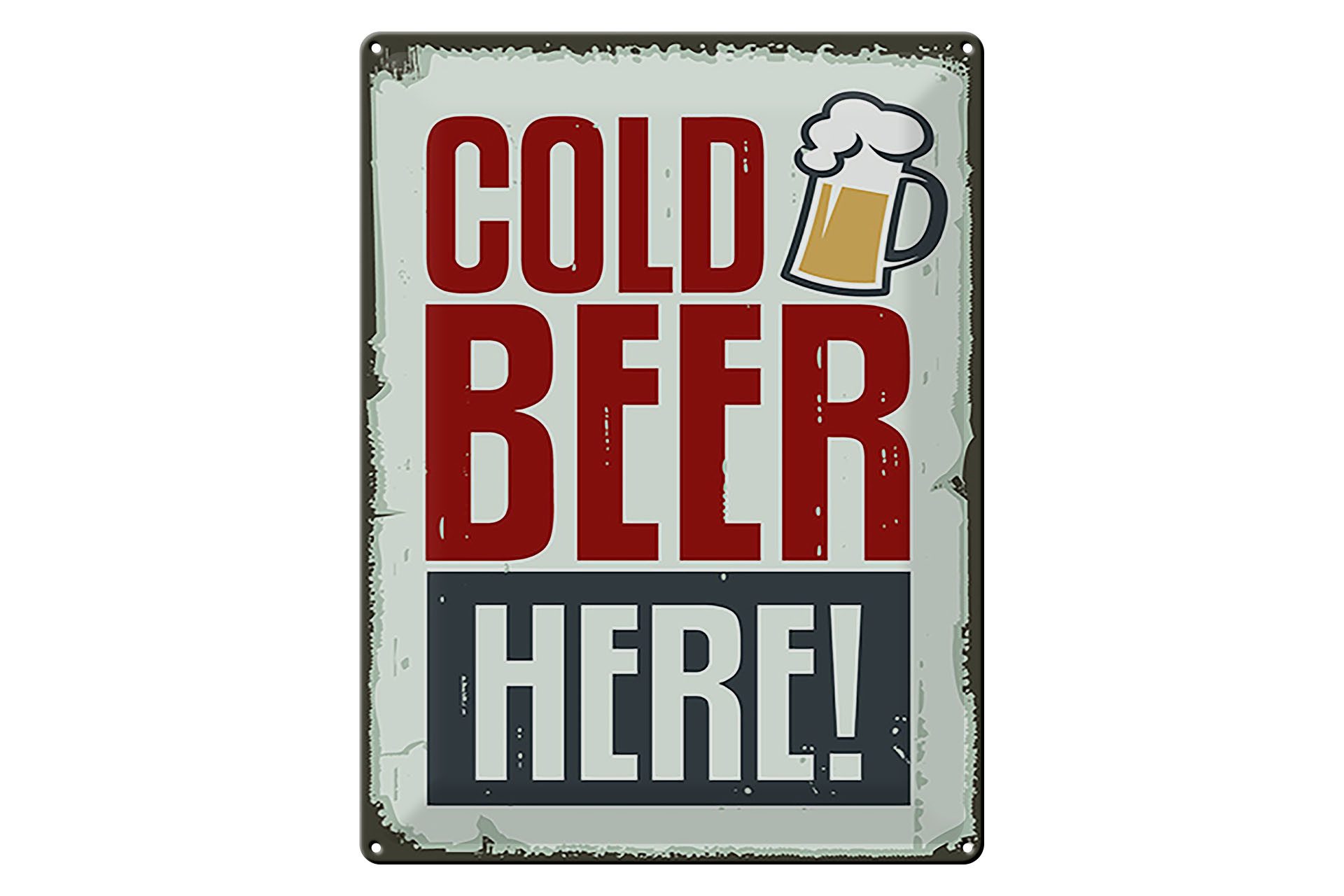 Metallschild 30x40cm Cold beer here Bier