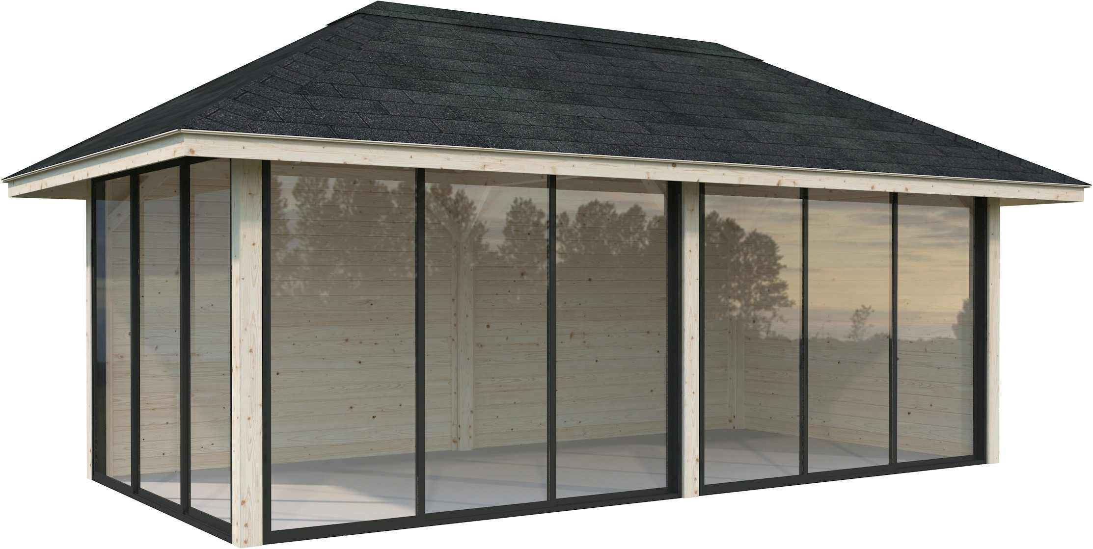 Palmako Gartenhaus Bianca 16,6 m², Set 502 Slide Plus, BxT: 672x384 cm