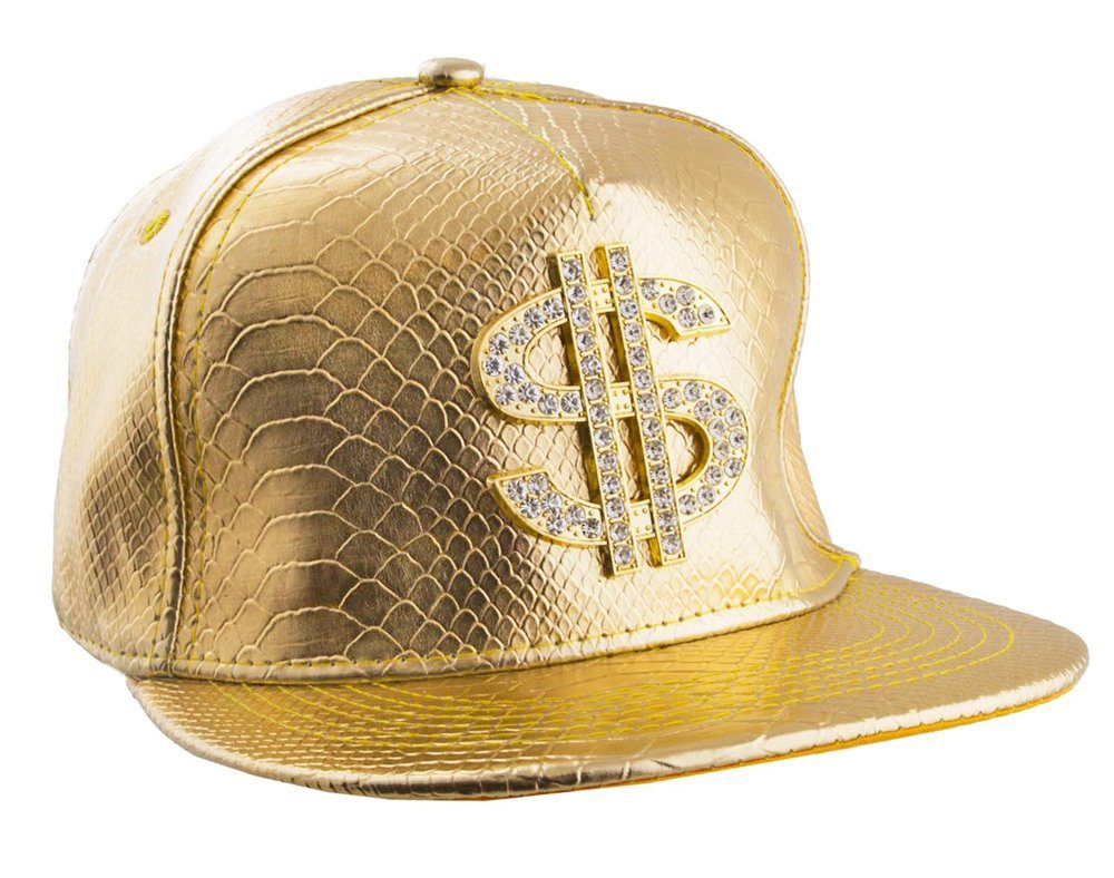 Funny Fashion Kostüm Goldenes Basecap mit Dollar Zeichen