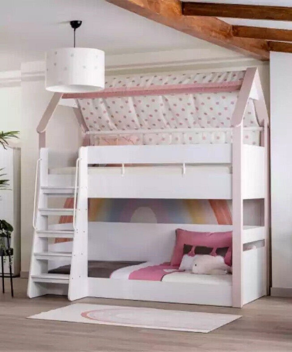 JVmoebel Etagenbett Modern Etagenbett Kinderzimmer Bett Holz Rosa Hochbett (1-St., Etagenbett), Made in Europe