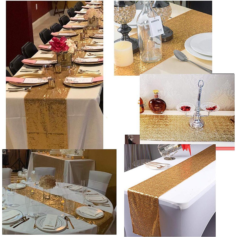 Hochzeit Party FELIXLEO Gold 220cm Dekoration Pailletten * Tischläufer Tischläufer 30 für