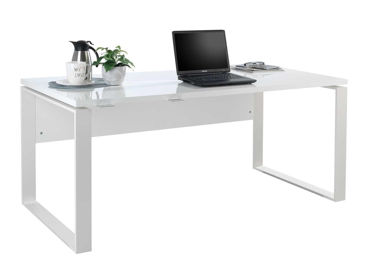 Composad Schreibtisch Computertisch DISEGNO, Weiß, Weiß Hochglanz, 170 x 75 x 80 cm