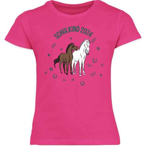 Shirtracer T-Shirt Schulkind 2024 Pferde Einschulung Mädchen