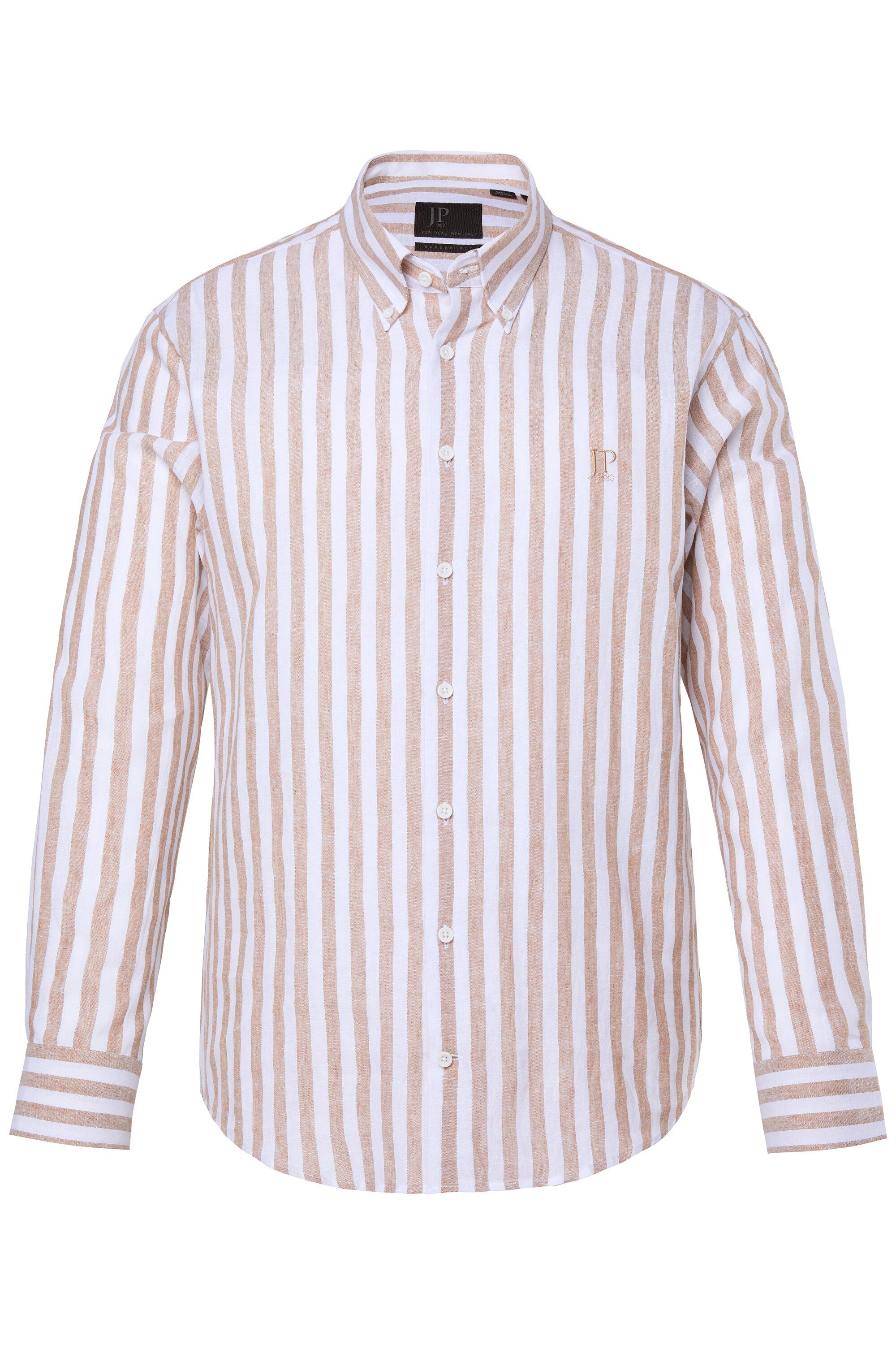 JP1880 Businesshemd Streifenhemd Langarm Leinenmix Buttondown-Kragen günstig online kaufen