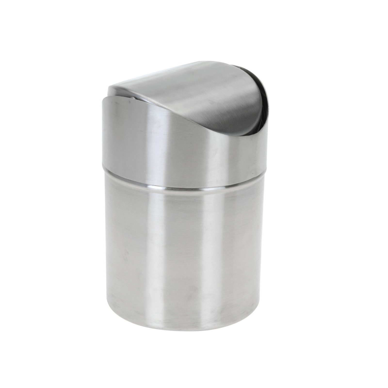 HAC24 Kosmetikeimer Tischmülleimer Tischabfalleimer Tisch Abfallbehälter Abfalleimer, Edelstahl 12 x 16 cm mit Schwingdeckel 1,2L