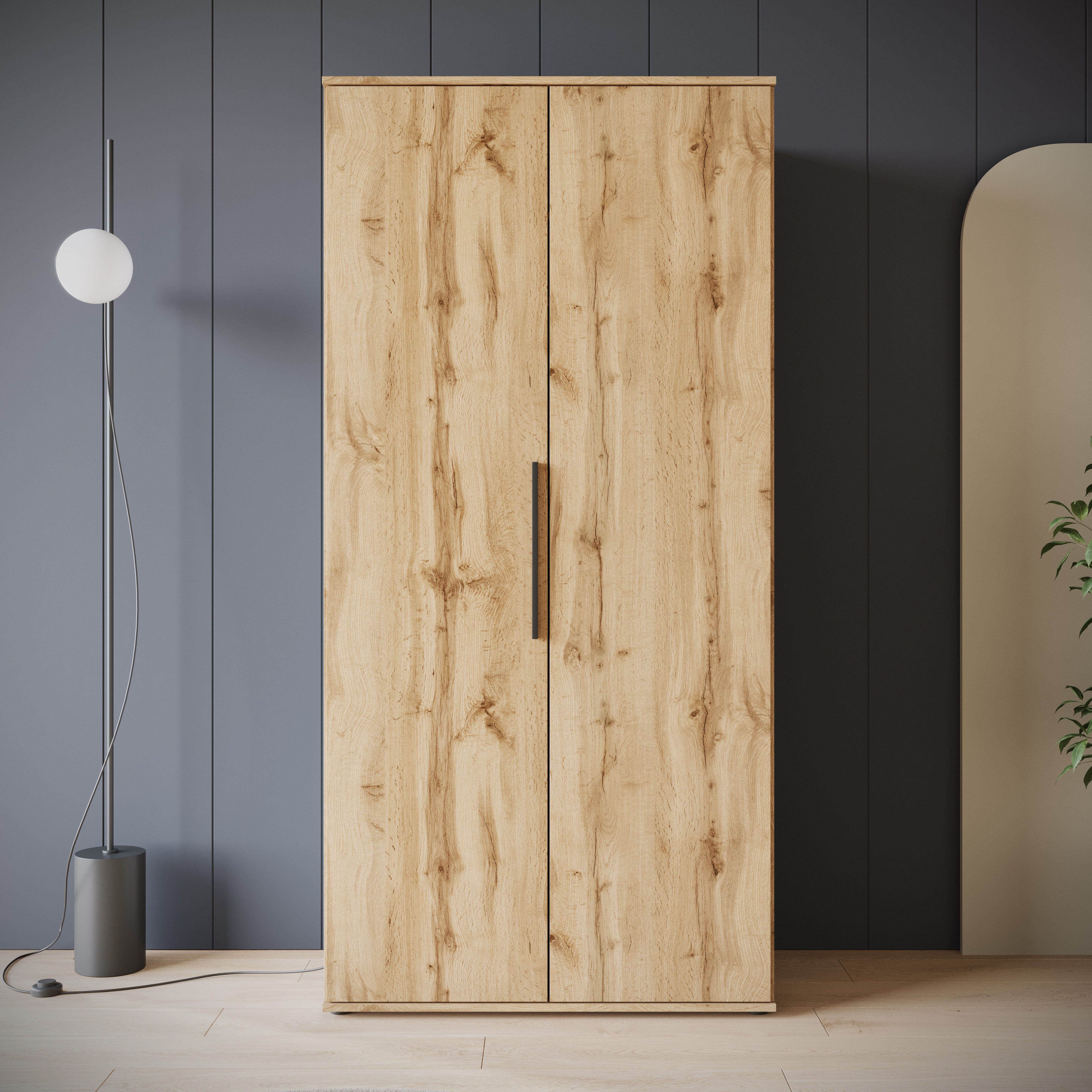 INOSIGN Kleiderschrank LAGOS Wäscheschrank, Garderobe, schwarze Griffe, Made in Europe Moderner Drehtürenschrank, FSC-zertifiziert, Schlafzimmerschrank