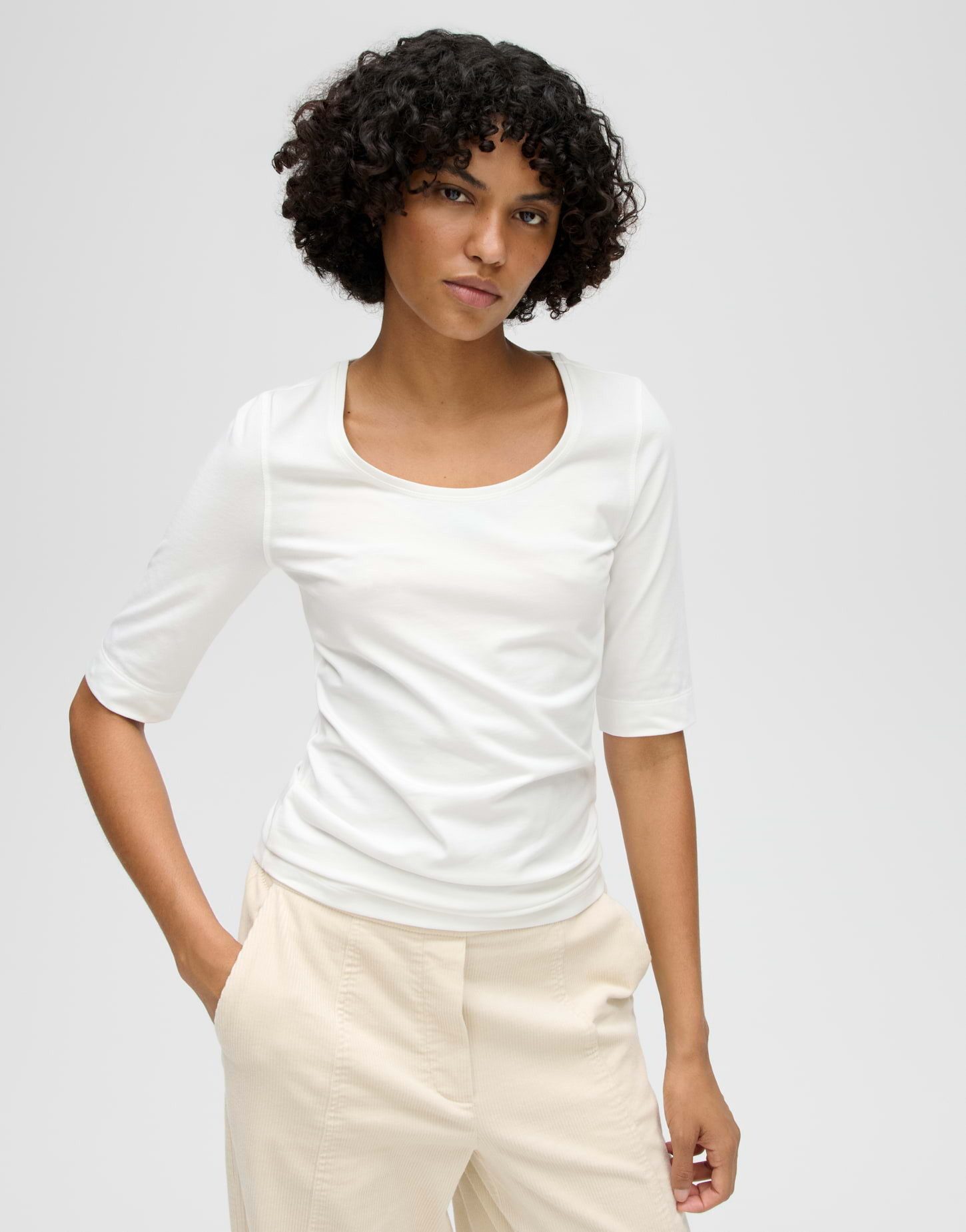 OPUS Kurzarmshirt Kurzarmshirt aus Jersey Slim Shirt aus Jersey