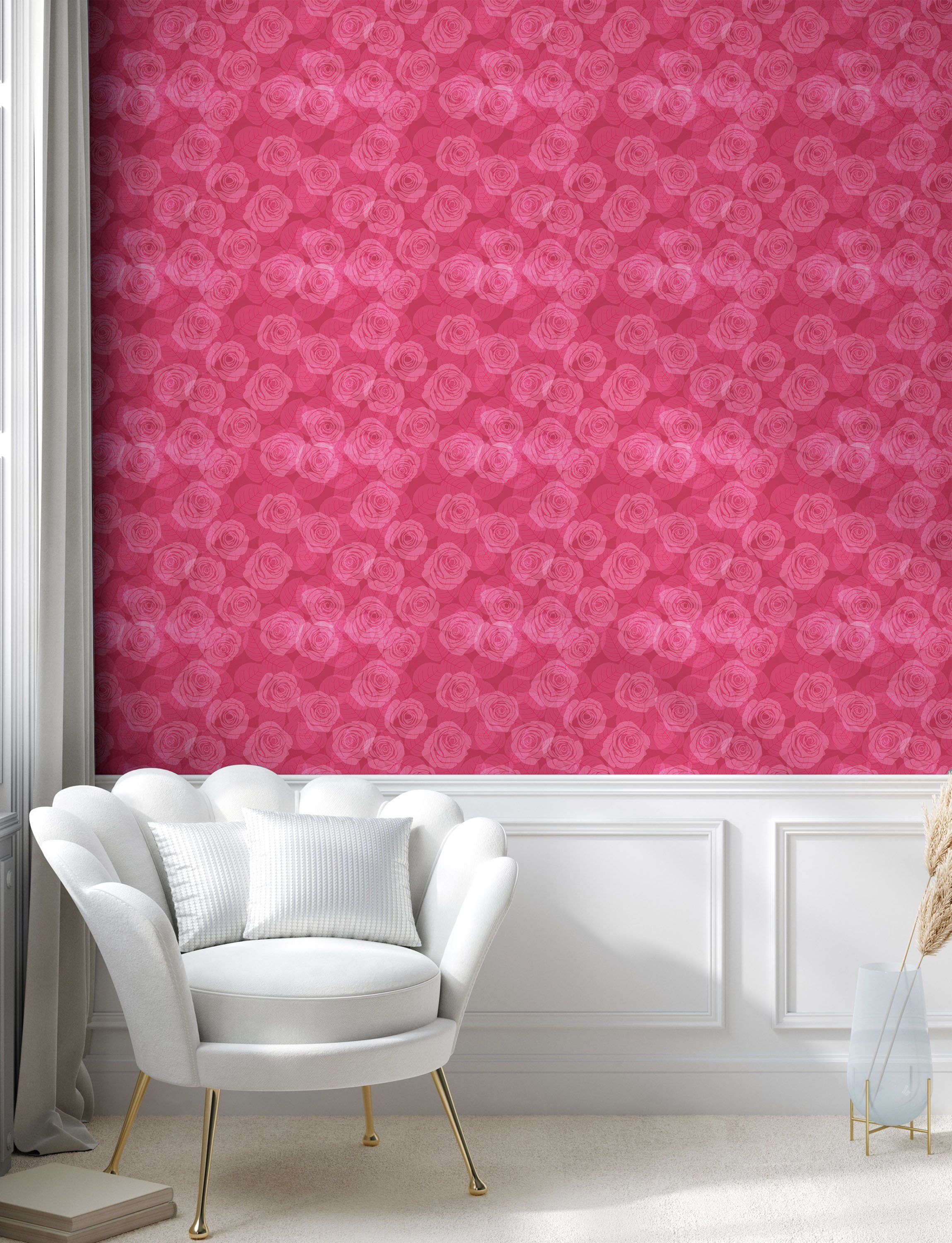 Abakuhaus Vinyltapete selbstklebendes Wohnzimmer Küchenakzent, Shades of Rose Romantische Rosa