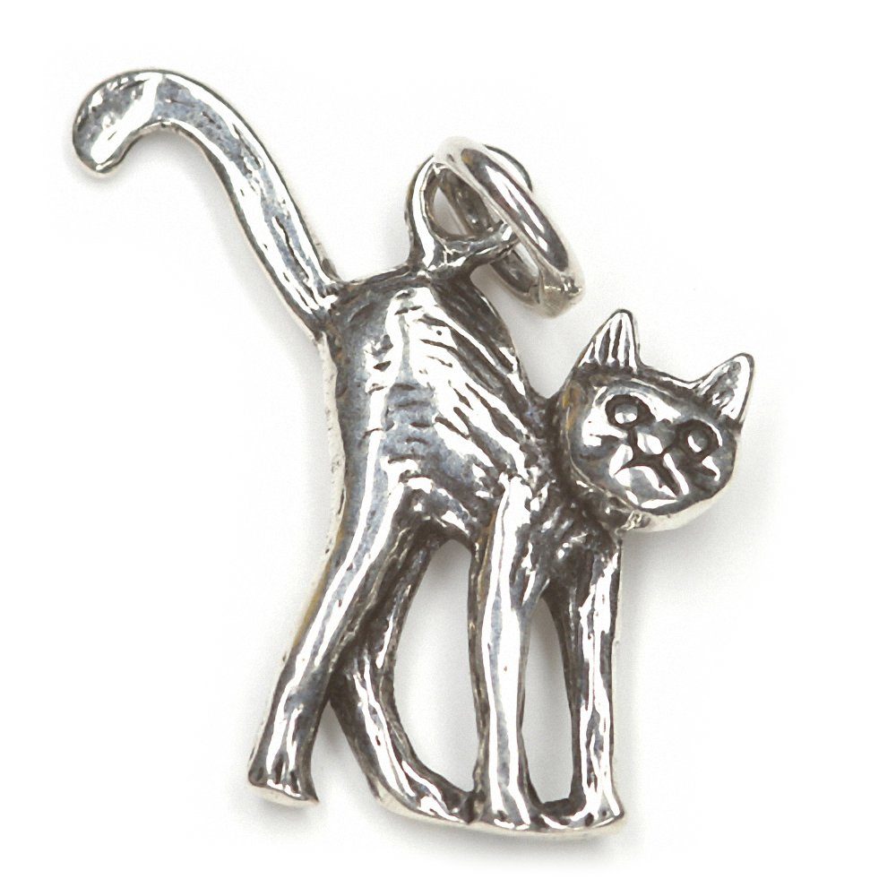 NKlaus Kettenanhänger Kettenanhänger Katze mit Buckel 925 Silber Oxidie, 925 Sterling Silber Silberschmuck für Damen