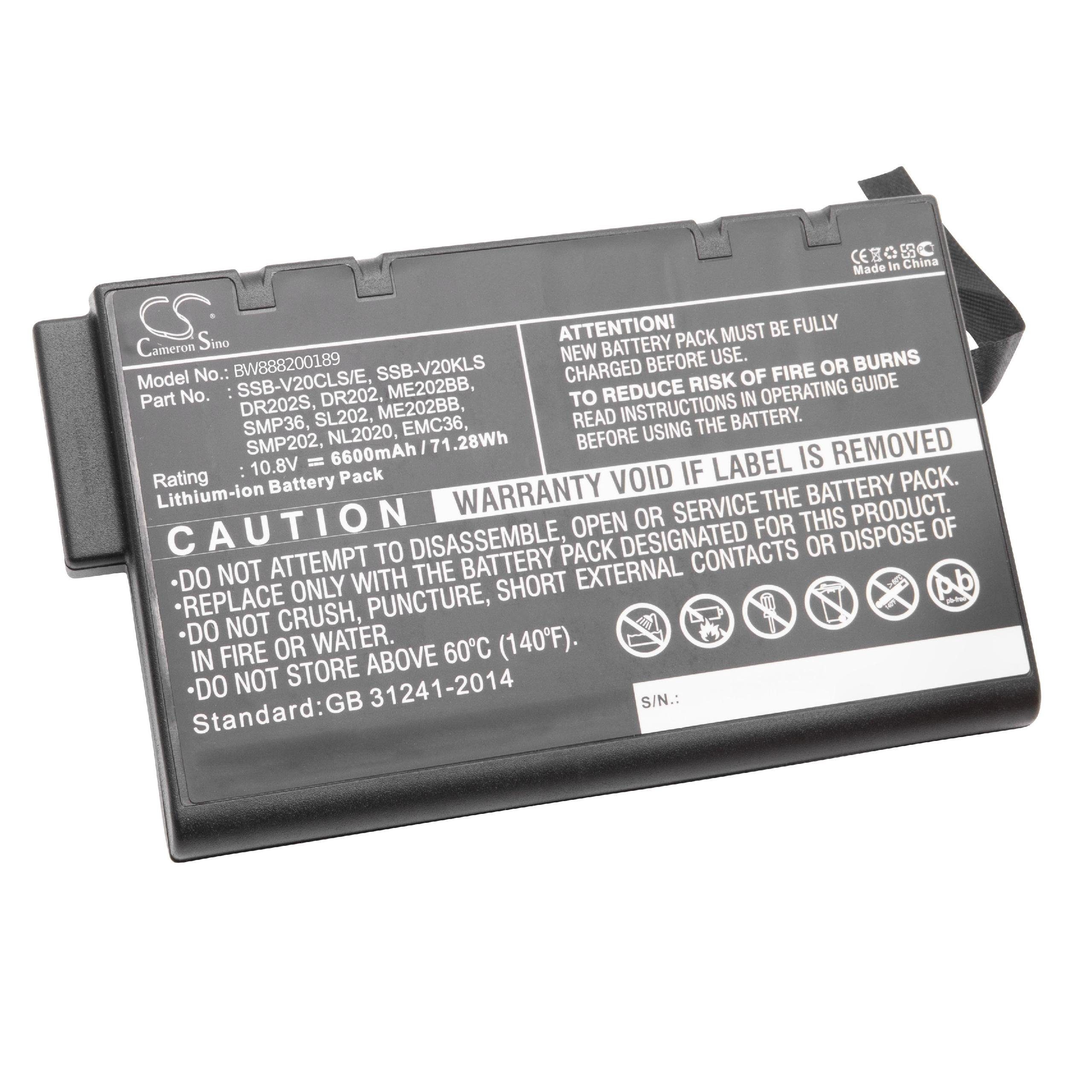 vhbw Ersatz für JDSU LI202S66A, LI202S-6600 für Laptop-Akku Li-Ion 6600 mAh (10,8 V)