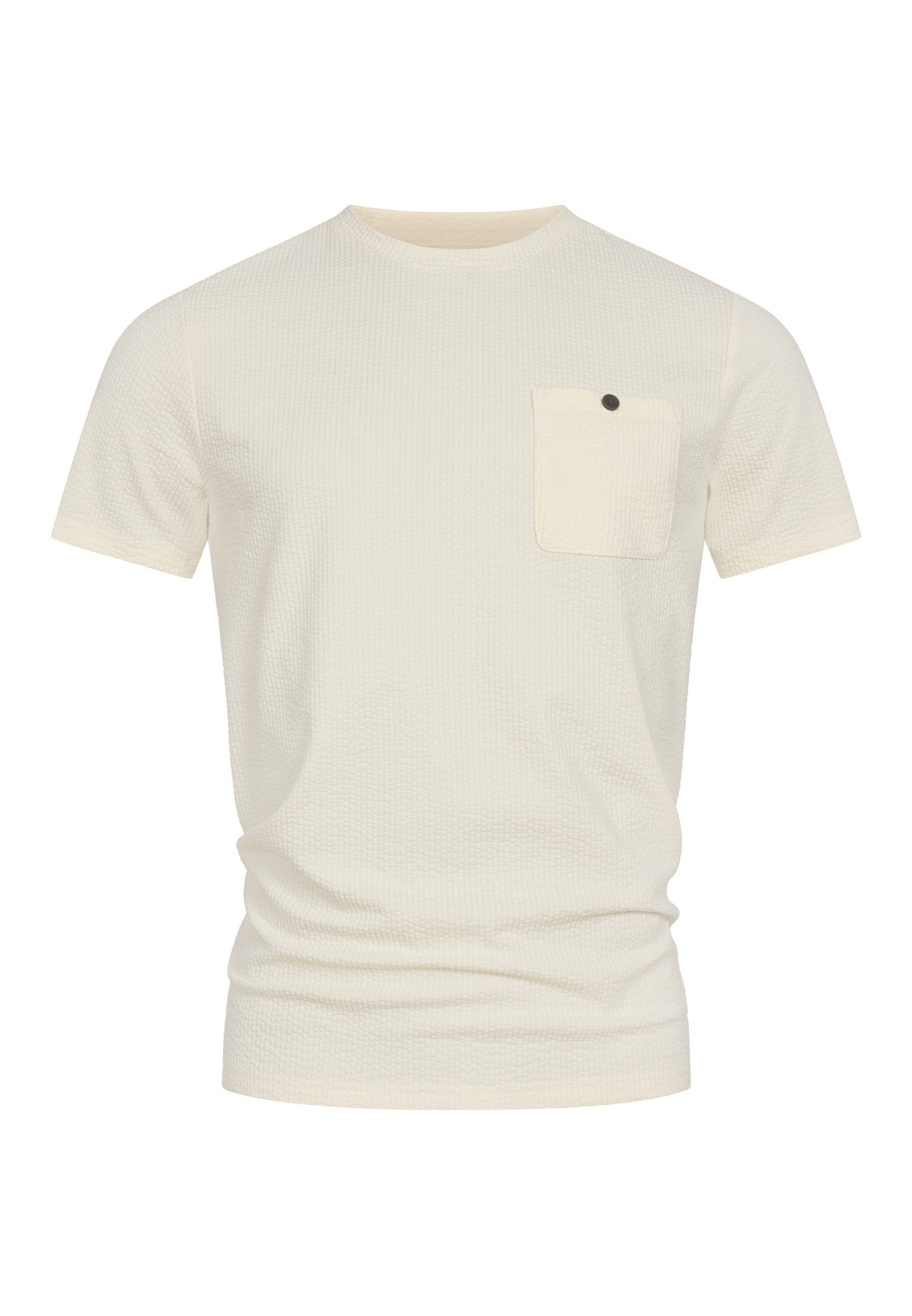 INDICODE T-Shirt INNogo mit feiner Waffelstruktur und aufgesetzter Brusttasche – Bild 2 von 5
