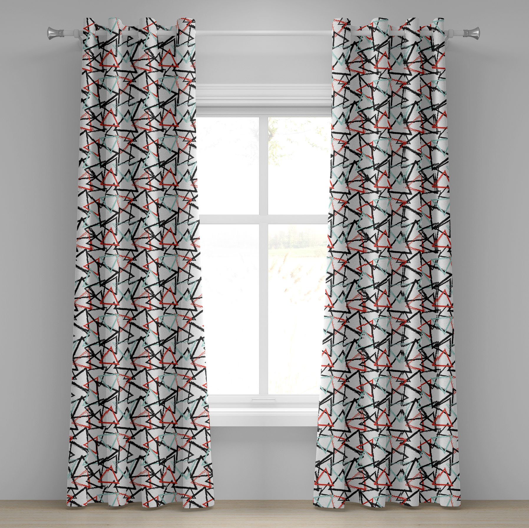 Gardine Dekorative 2-Panel-Fenstervorhänge für Schlafzimmer Wohnzimmer, Abakuhaus, Grunge Retro abstraktes Muster