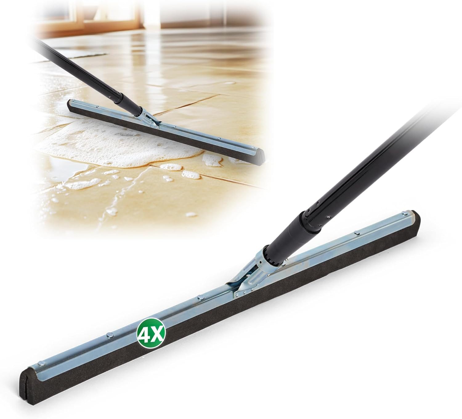 Novaliv Wasserabzieher 20391-30656-20392-4x, (4-St), Novaliv 4X Duschabzieher Langer Stiel 137 cm Bodenabzieher Dusche 60 c