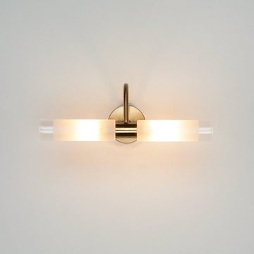 Licht-Erlebnisse Wandleuchte CONNERS, ohne Leuchtmittel, Spiegelleuchte in Messing Badezimmer Wandlampe
