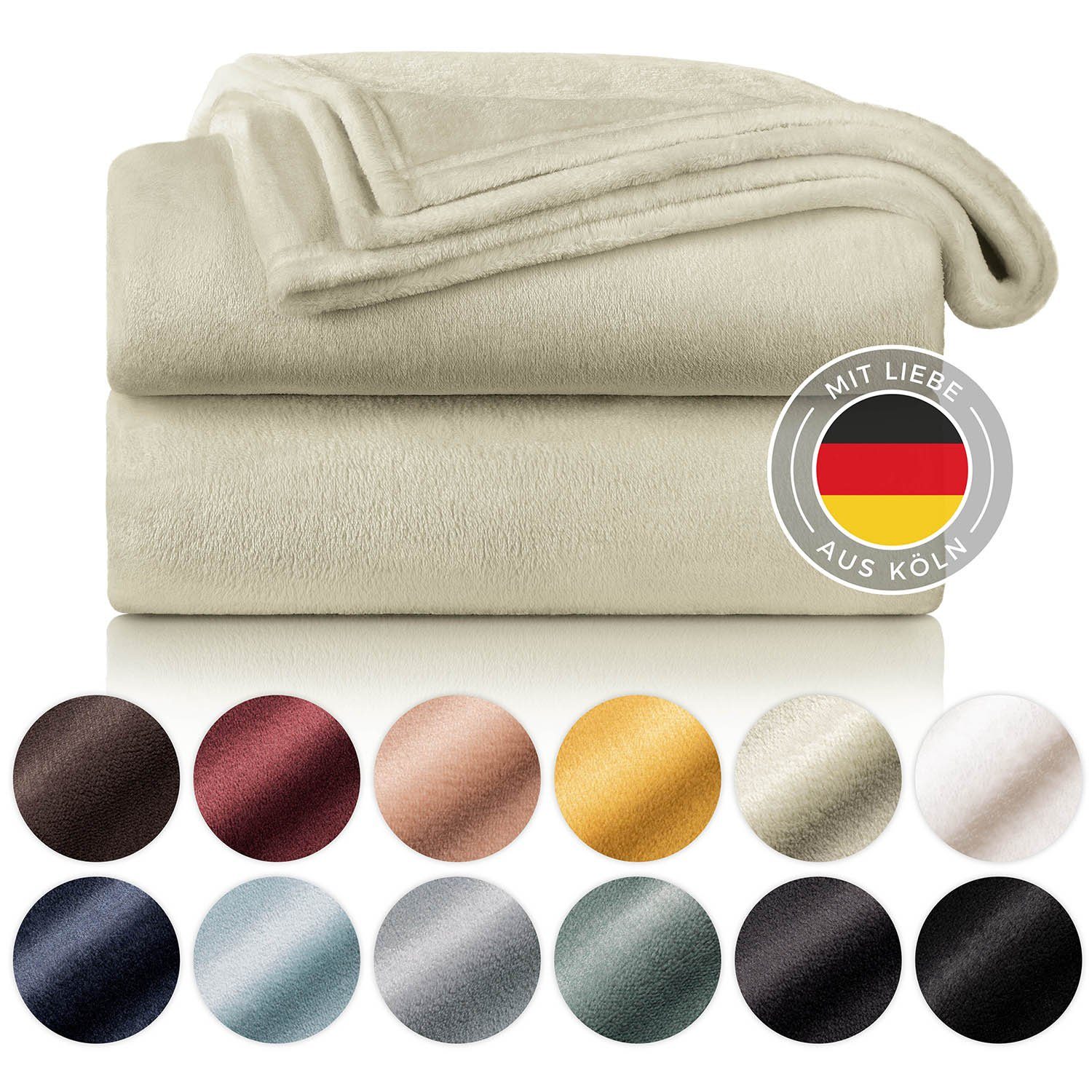 Wohndecke Große Kuscheldecken - hochwertige Kuscheldecke flauschig, Blumtal, weiche Fleecedecke als Sofadecke, Tagesdecke oder Wohndecke