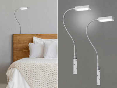 FISCHER & HONSEL LED Leselampe, LED fest integriert, Warmweiß, 2er SET Bett-Leuchten für Kopfende Couch, Schwanenhals-Lampen dimmbar